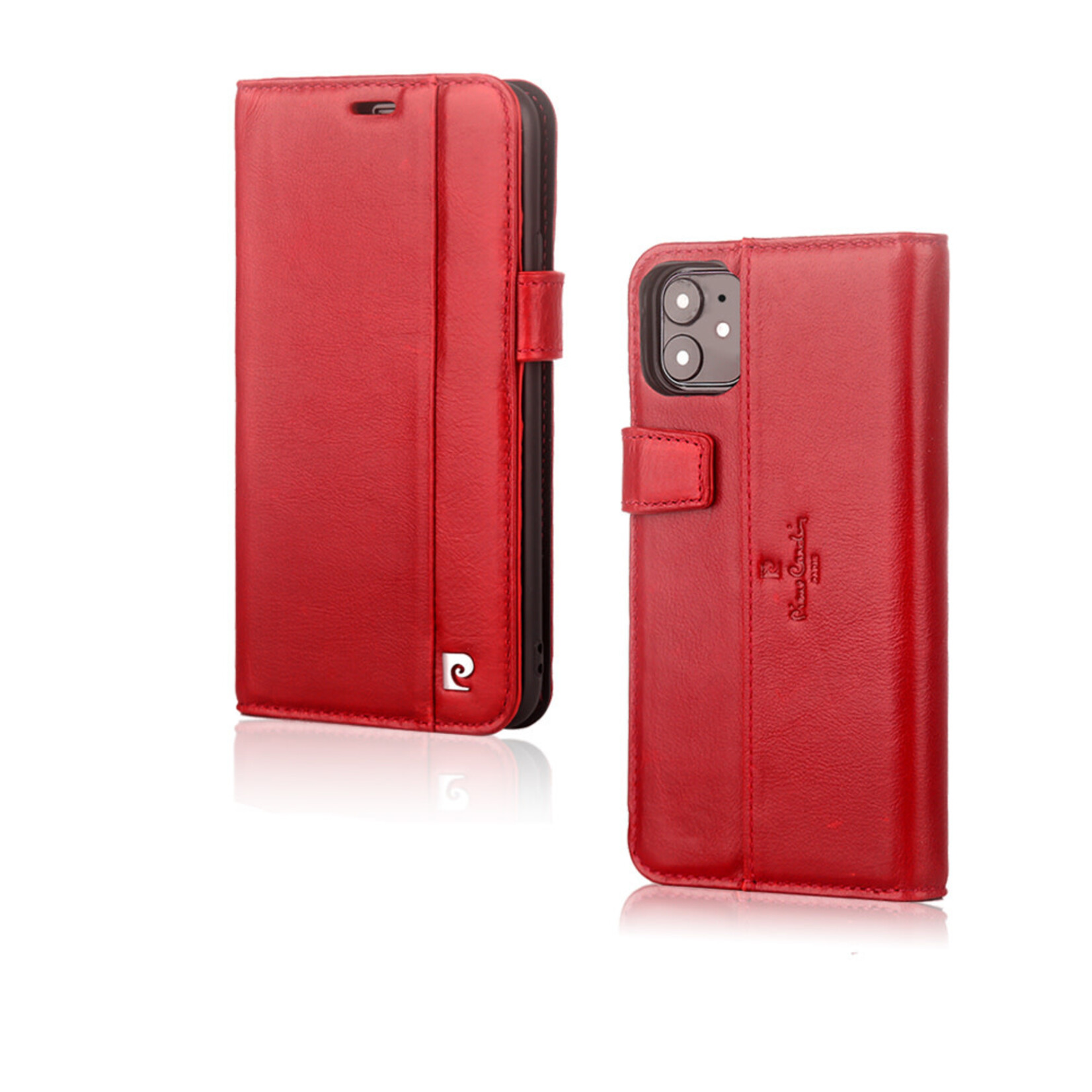 Pierre Cardin Pierre Cardin Rood hoesje iPhone 12 Mini - Book Case - Echt leder