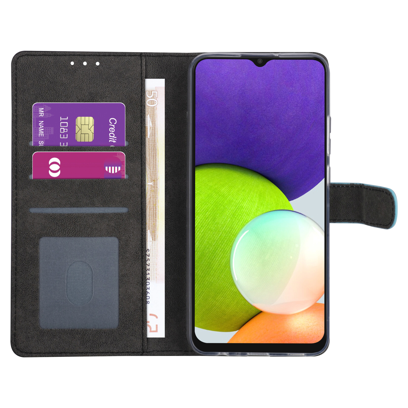 LichtBlauw hoesje voor Samsung Galaxy A03s - Booktype hoesje - Pasjeshouder - Magneetsluiting