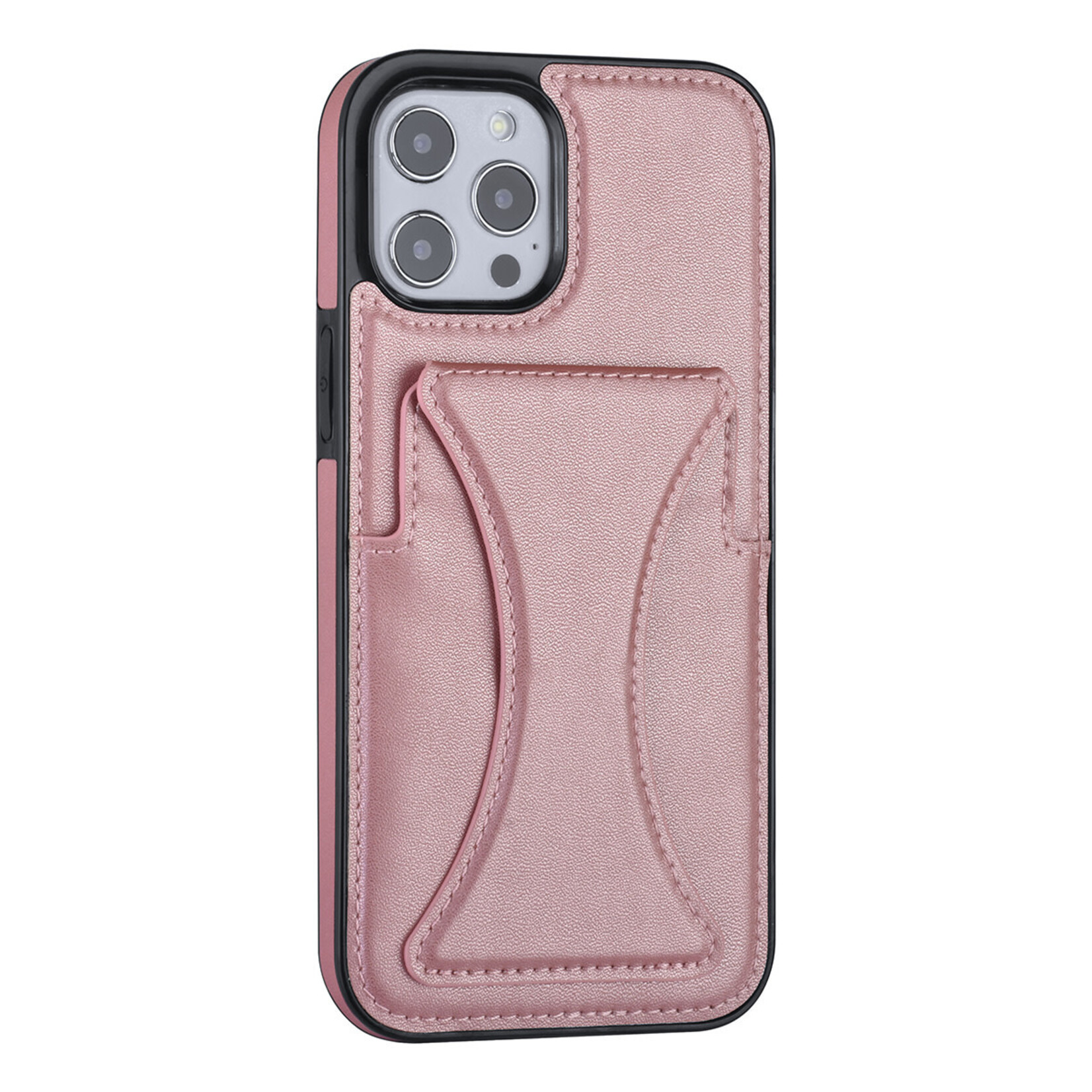 Roze hoesje voor iPhone 12 Pro Max - Back Cover - Pasjeshouder - Multifunctionele Handstrap