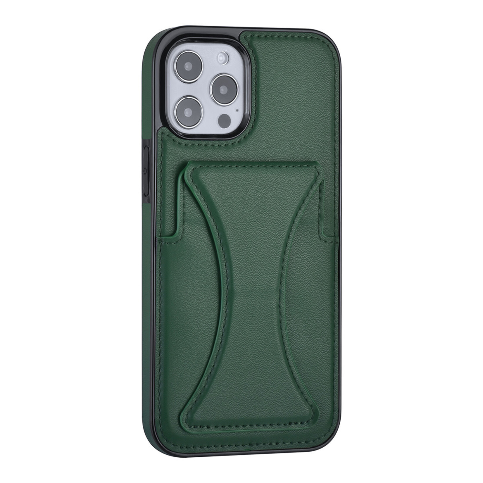 Groen hoesje voor iPhone 12 Pro Max - Back Cover - Pasjeshouder - Multifunctionele Handstrap