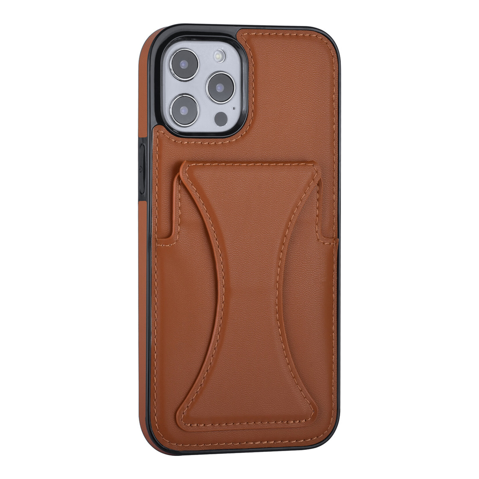 Bruin hoesje voor iPhone 12 Pro Max - Back Cover - Pasjeshouder - Multifunctionele Handstrap