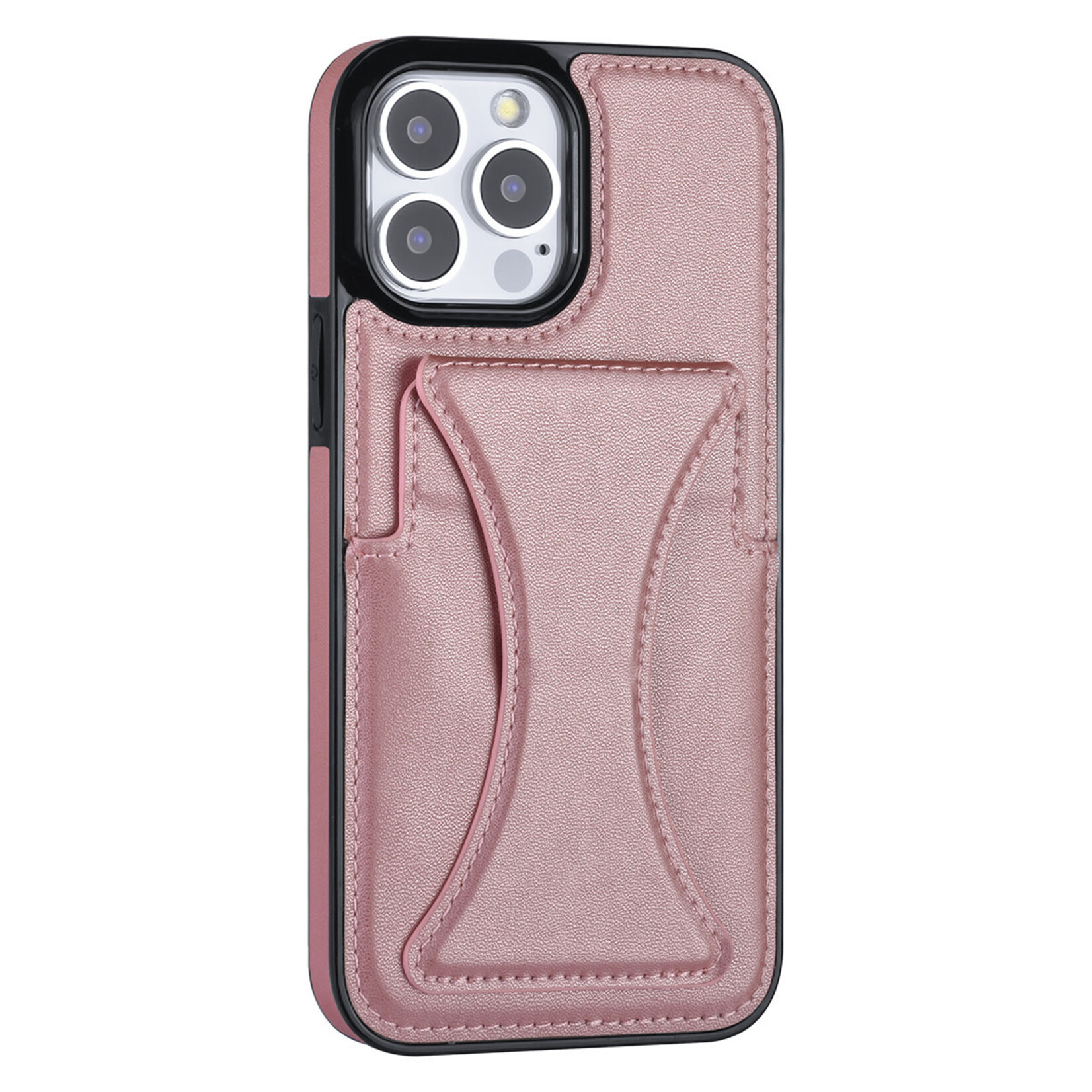 Roze hoesje voor iPhone 13 Pro Max - Back Cover - Pasjeshouder - Multifunctionele Handstrap