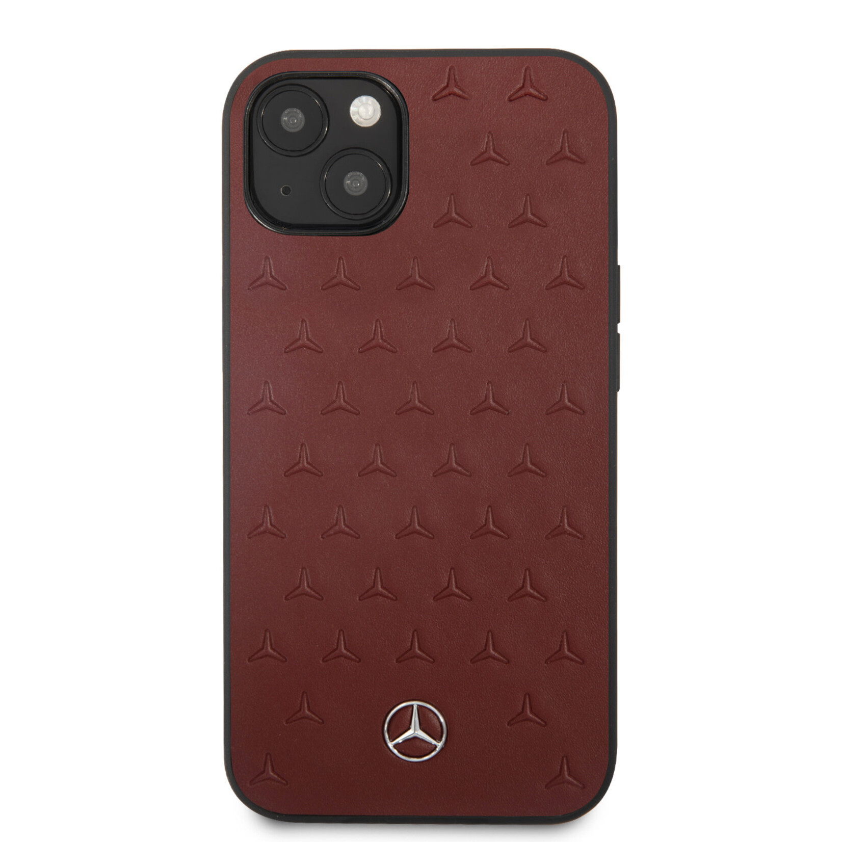Mercedes-Benz Mercedes-Benz iPhone 13 Mini Hardcase Backcover - Real Leather - Stars Pattern - Rood