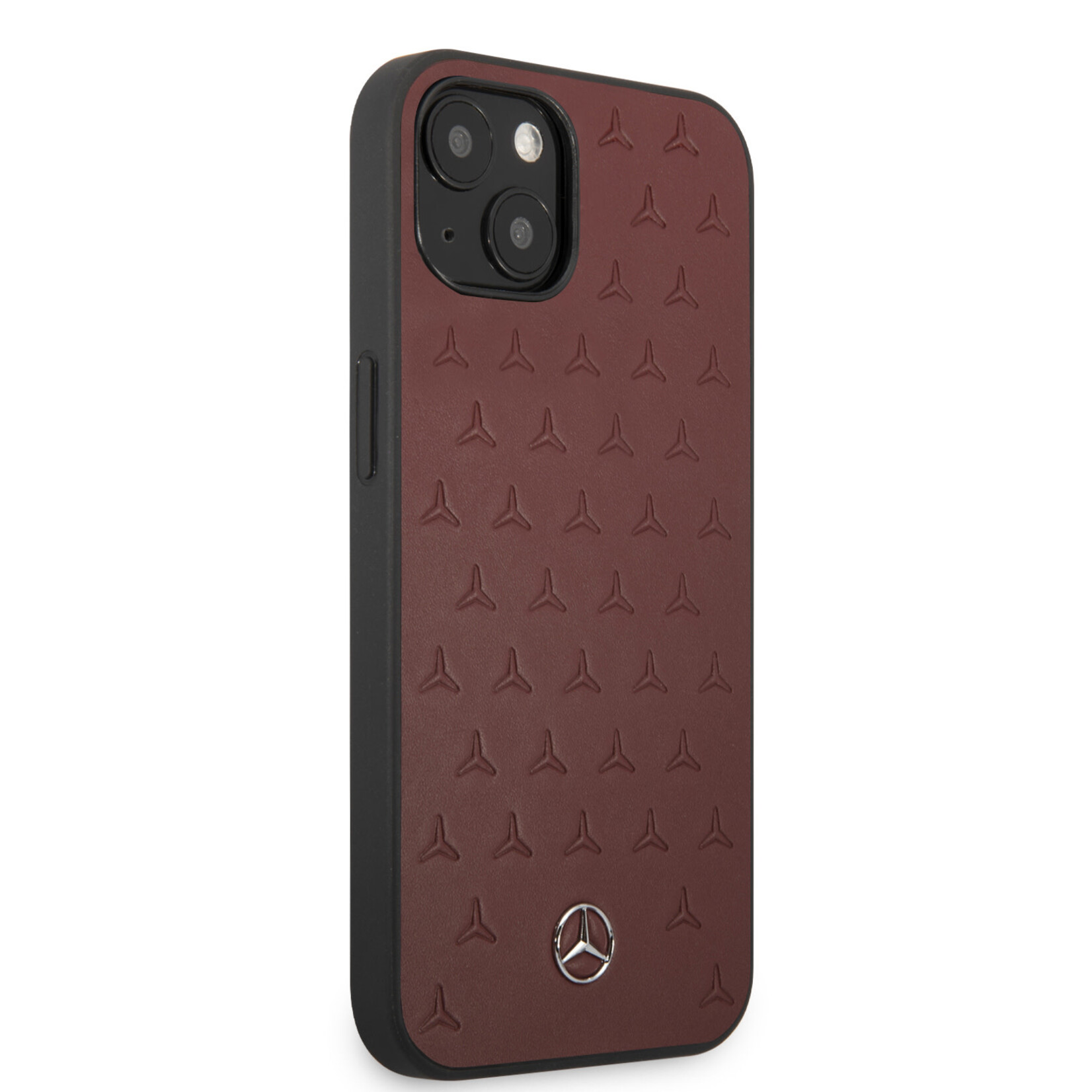 Mercedes-Benz Mercedes-Benz iPhone 13 Mini Hardcase Backcover - Real Leather - Stars Pattern - Rood