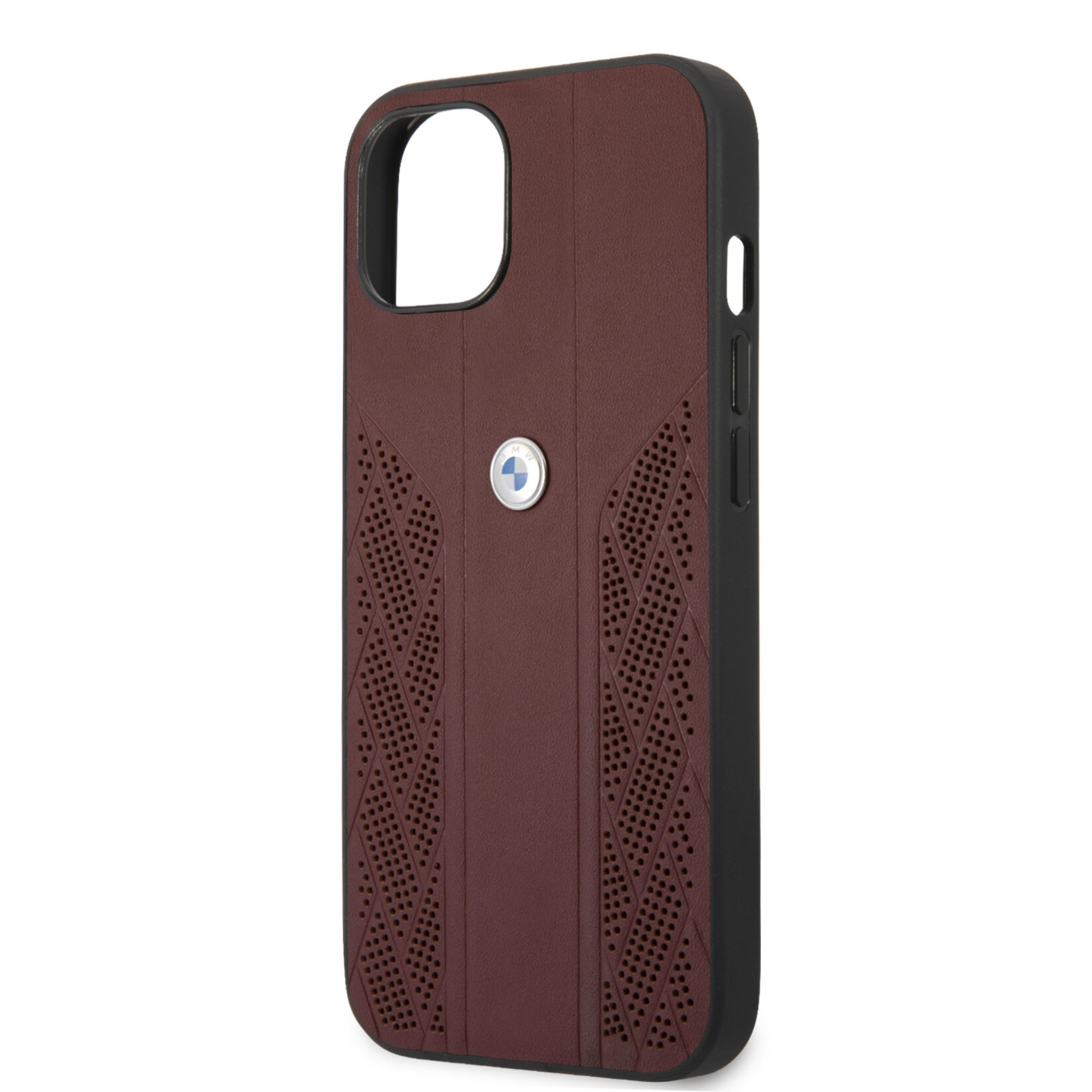 BMW BMW Premium Leather Back Cover Telefoonhoesje voor Apple iPhone 13 Mini - Bescherm uw Telefoon met Rode Kleur.