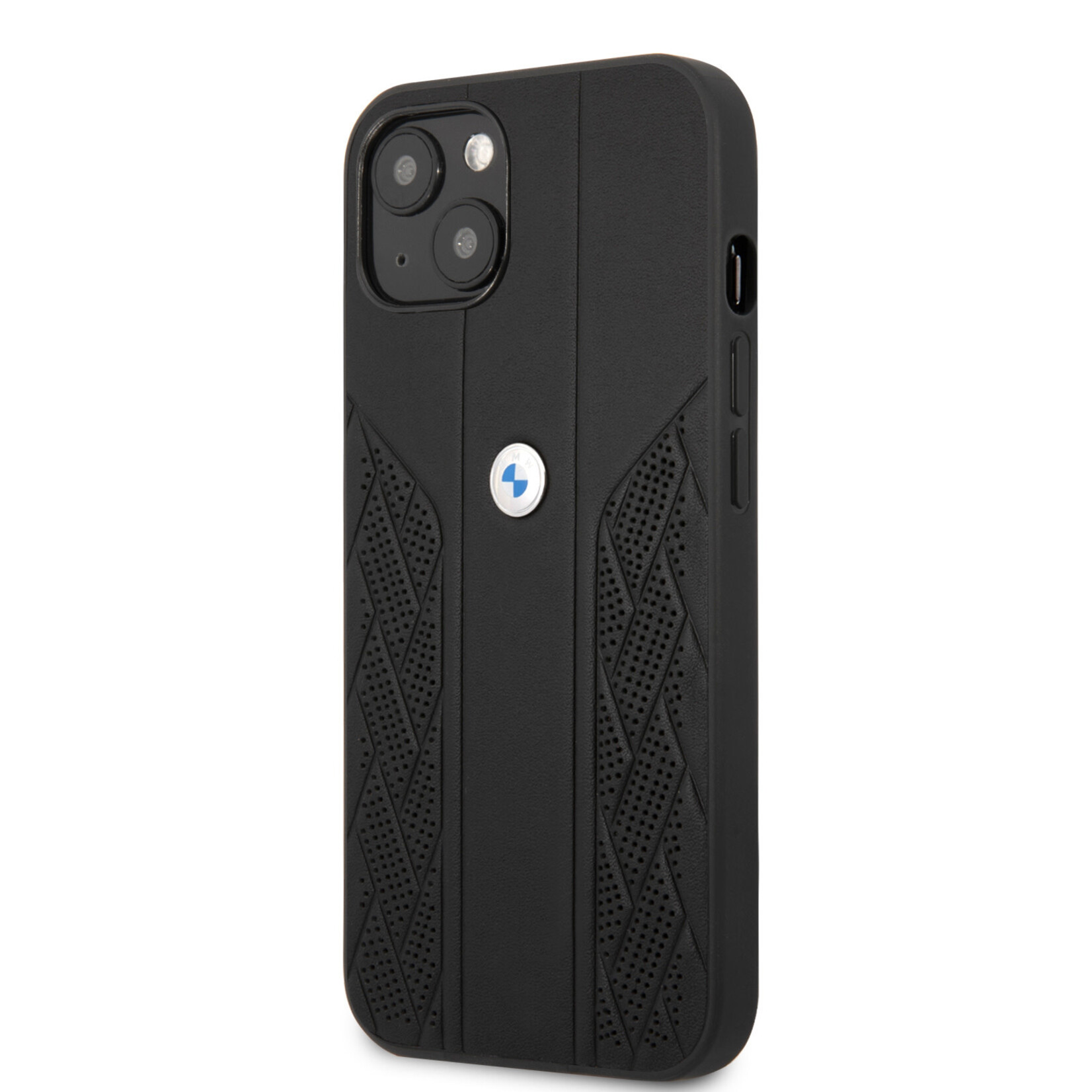 BMW BMW Leather Back Cover Telefoonhoesje voor Apple iPhone 13 Mini - Bescherm je Telefoon - Zwarte Kleur