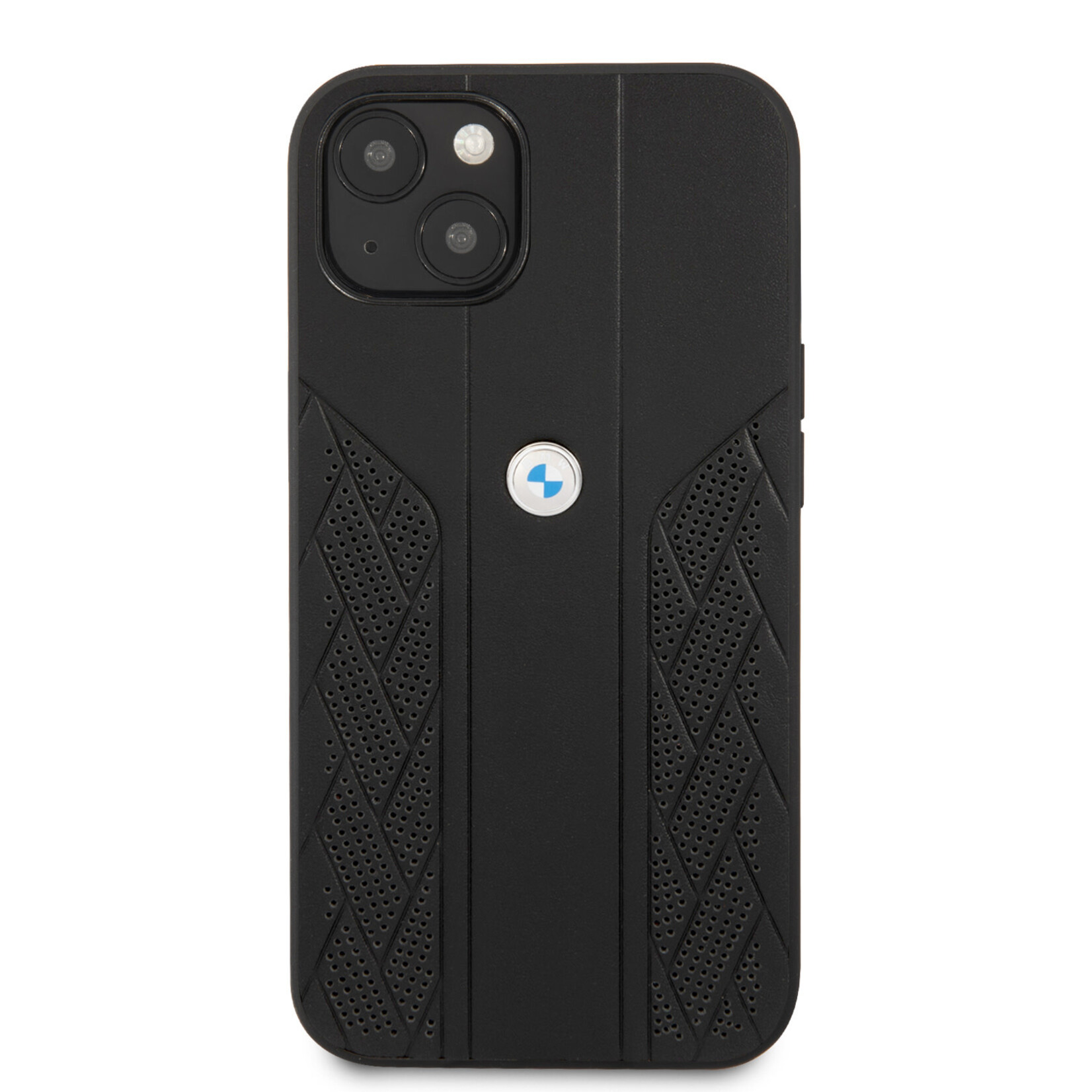 BMW BMW Leather Back Cover Telefoonhoesje voor Apple iPhone 13 Mini - Bescherm je Telefoon - Zwarte Kleur
