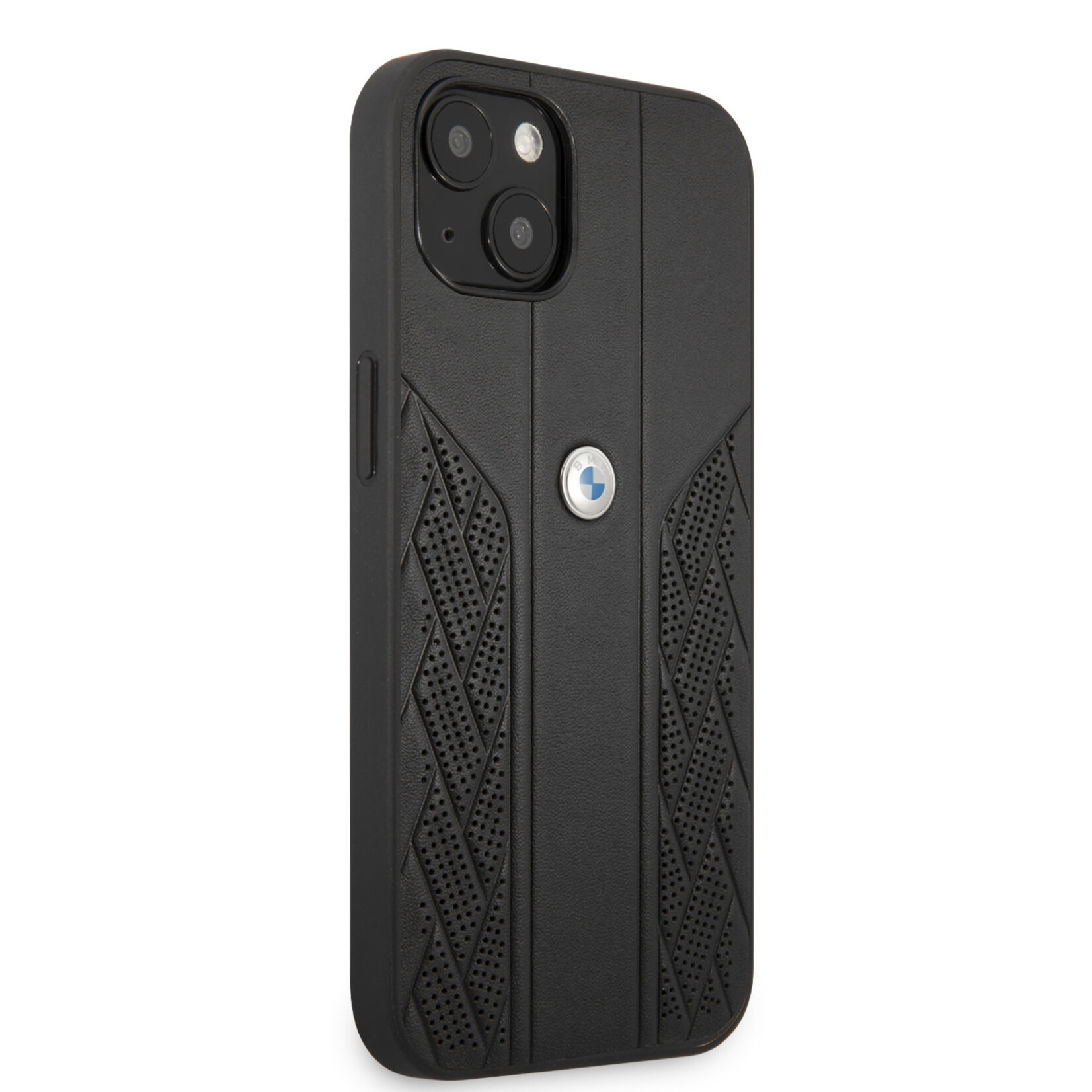 BMW BMW Leather Back Cover Telefoonhoesje voor Apple iPhone 13 Mini - Bescherm je Telefoon - Zwarte Kleur