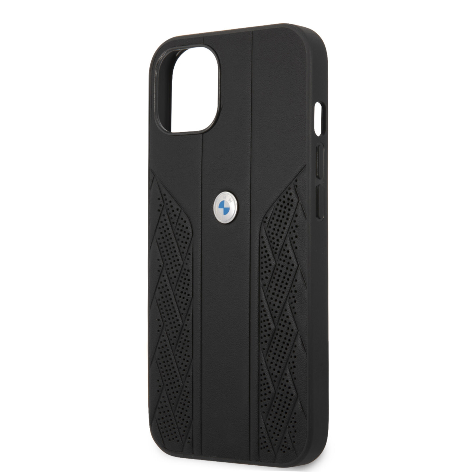 BMW BMW Leather Back Cover Telefoonhoesje voor Apple iPhone 13 Mini - Bescherm je Telefoon - Zwarte Kleur