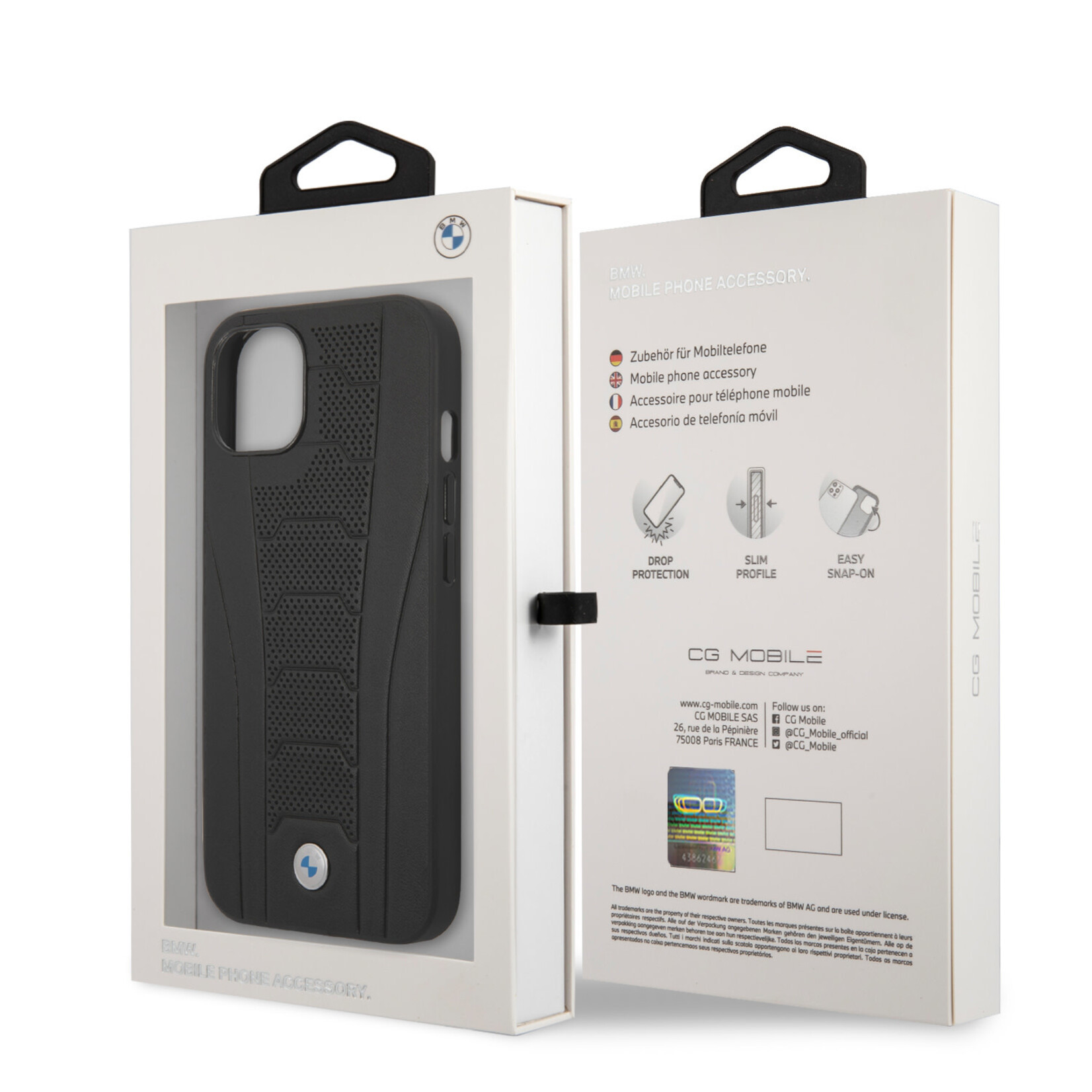 BMW BMW Leather Smartphonehoesje voor Apple iPhone 13 - Zwart, Beschermende Back Cover voor Telefoon