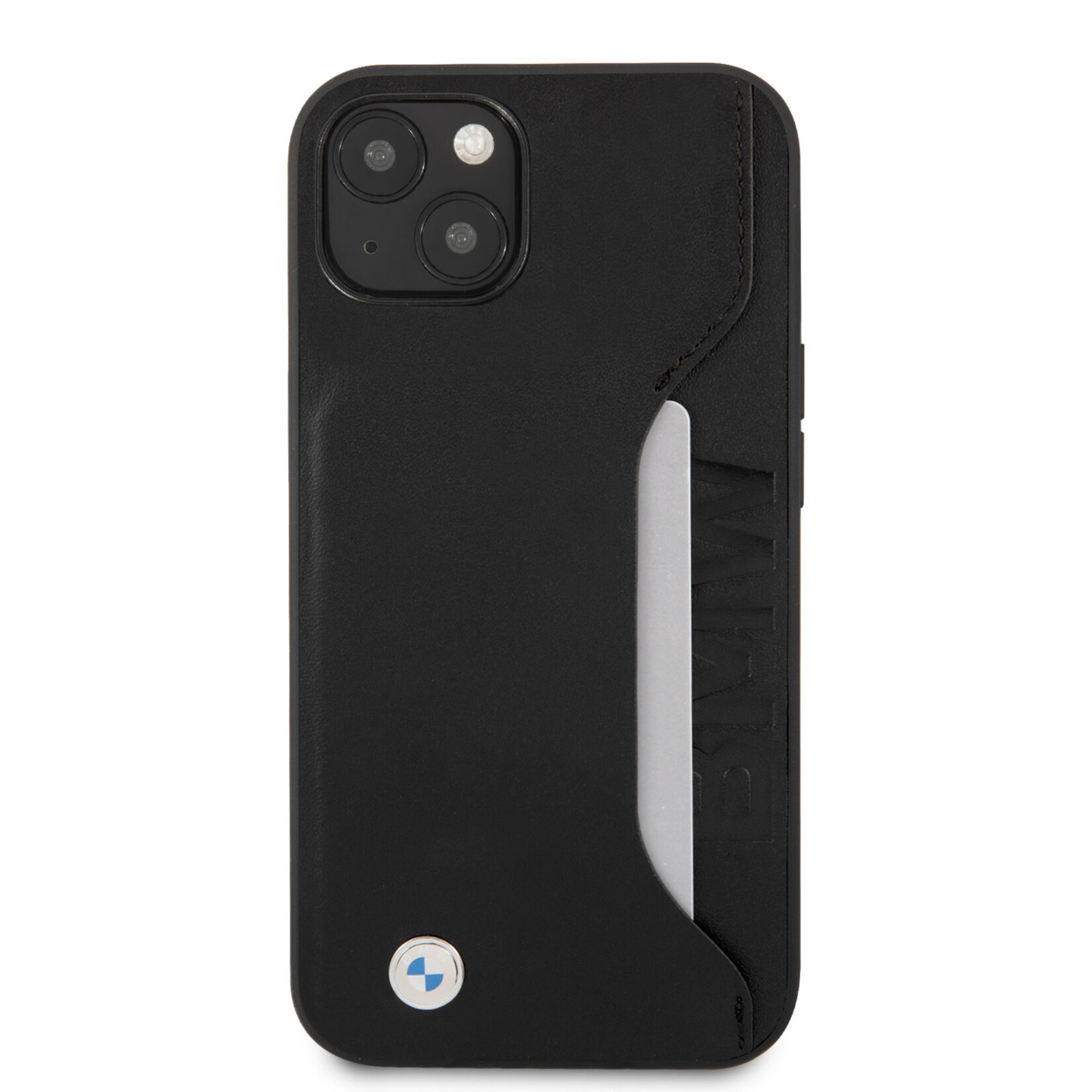 BMW BMW Leather Back Cover Telefoonhoesje voor Apple iPhone 13 Mini - Bescherm je Telefoon - Zwarte Kleur