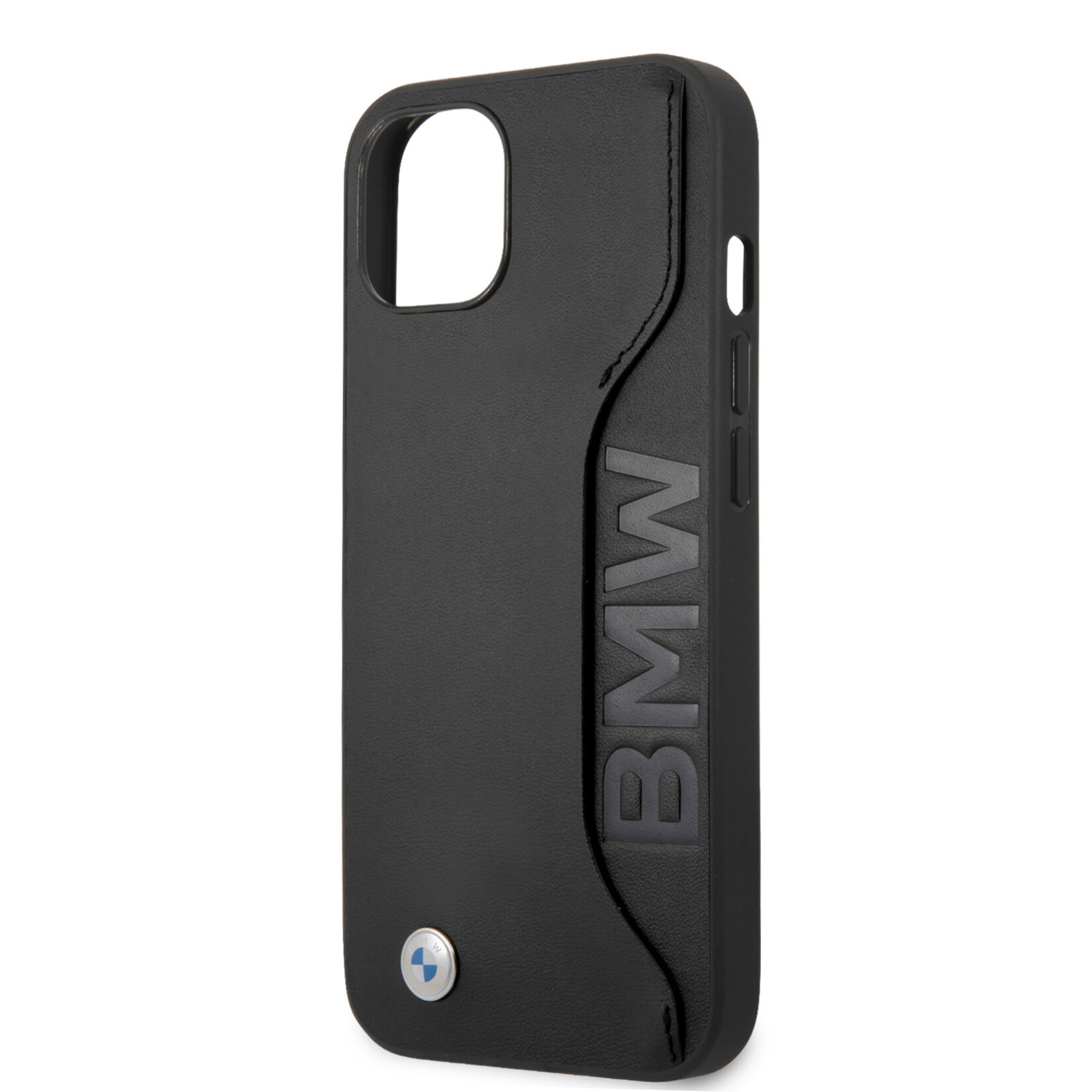 BMW BMW Leather Back Cover Telefoonhoesje voor Apple iPhone 13 Mini - Bescherm je Telefoon - Zwarte Kleur