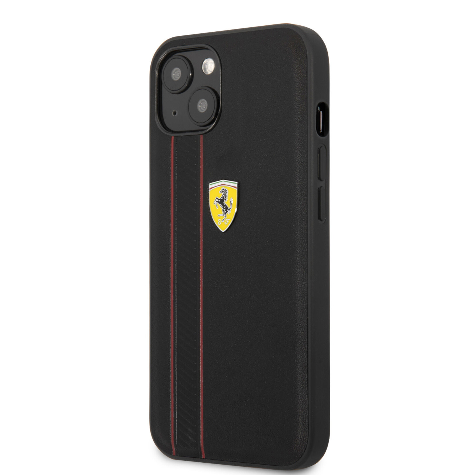 Ferrari Ferrari Leather Back Cover voor Apple iPhone 13 – Bescherm je Telefoon – Zwart