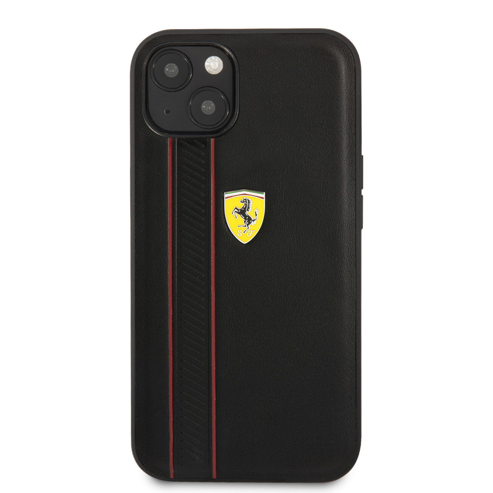 Ferrari Ferrari Leather Back Cover voor Apple iPhone 13 – Bescherm je Telefoon – Zwart
