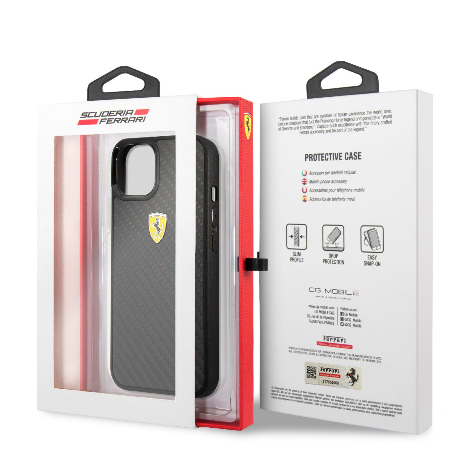 Ferrari Ferrari PU Back Cover Telefoonhoesje voor Apple iPhone 13 - Bescherm je iPhone 13 met Kleur: Zwart, Bescherming van Telefoon.