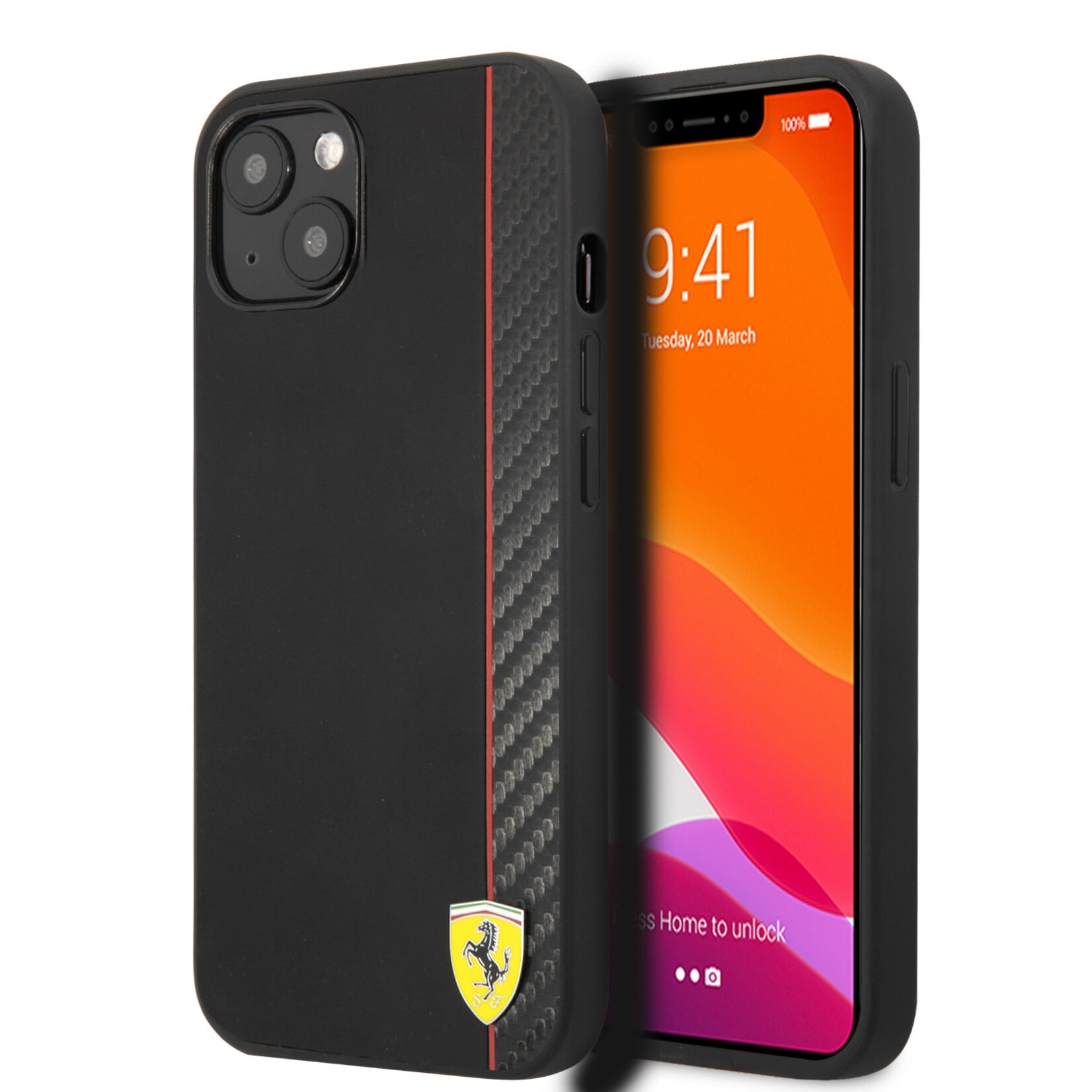 Ferrari Ferrari iPhone 13 Mini Zwarte PU Back Cover - Bescherm uw Telefoon & Geniet van Stijl en Comfort