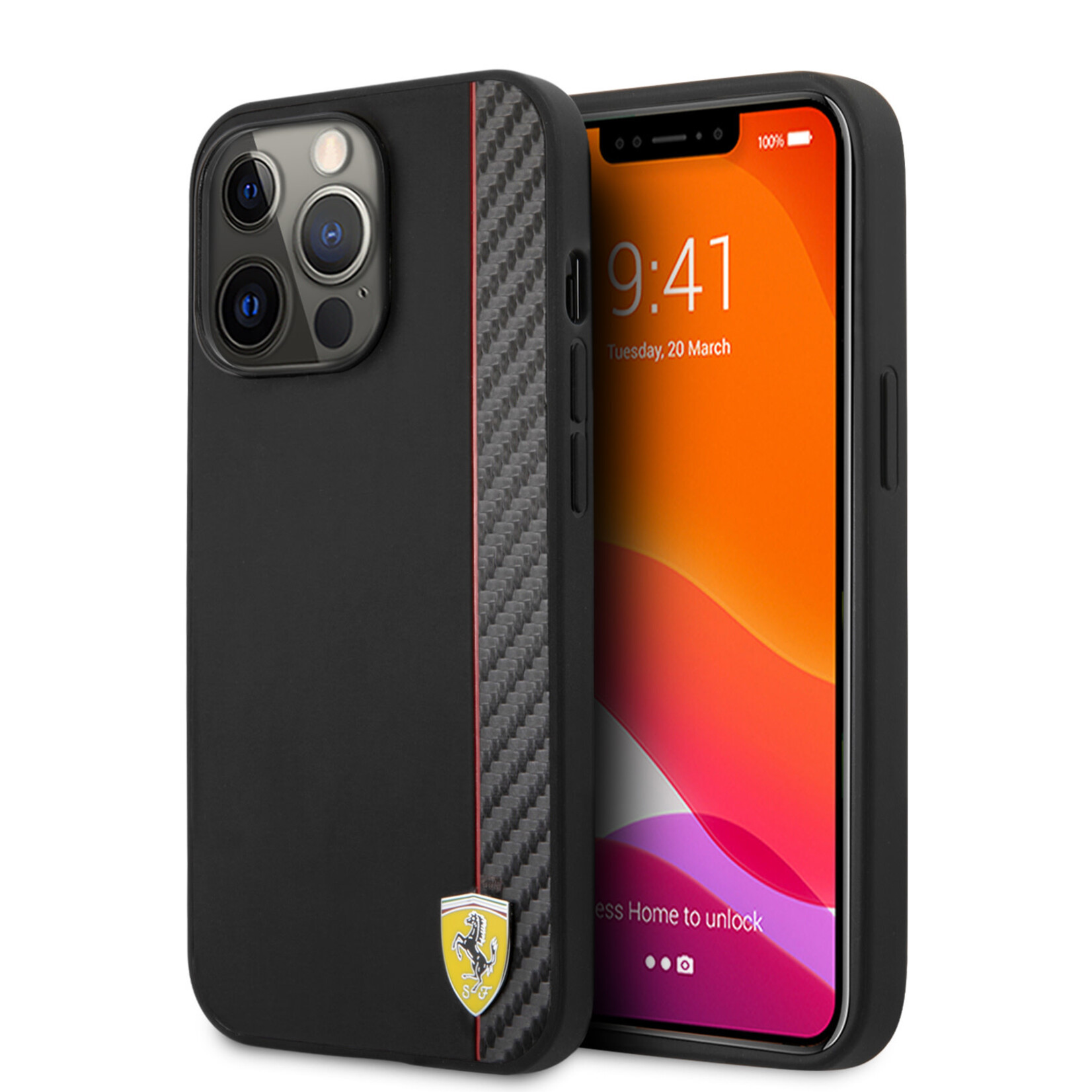 Ferrari Zwart hoesje van Ferrari - Hardcase Backcover - iPhone 13 Pro - Carbon