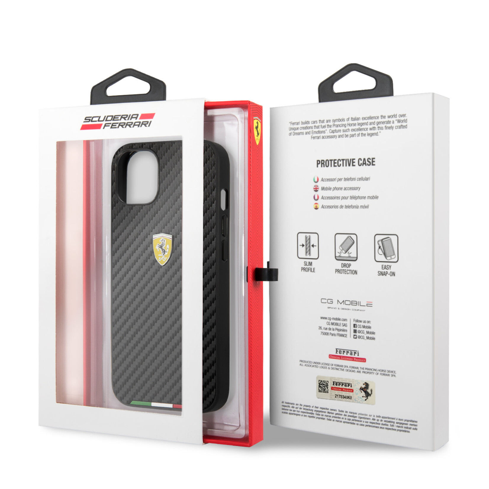 Ferrari Ferrari iPhone 13 Mini Zwarte PU Back Cover - Bescherm uw Telefoon & Geniet van Stijl en Comfort