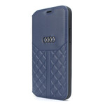 Audi Audi Genuine Leather Book Case Telefoonhoesje voor Apple iPhone 13 - Blauw - Bescherming en Stijl