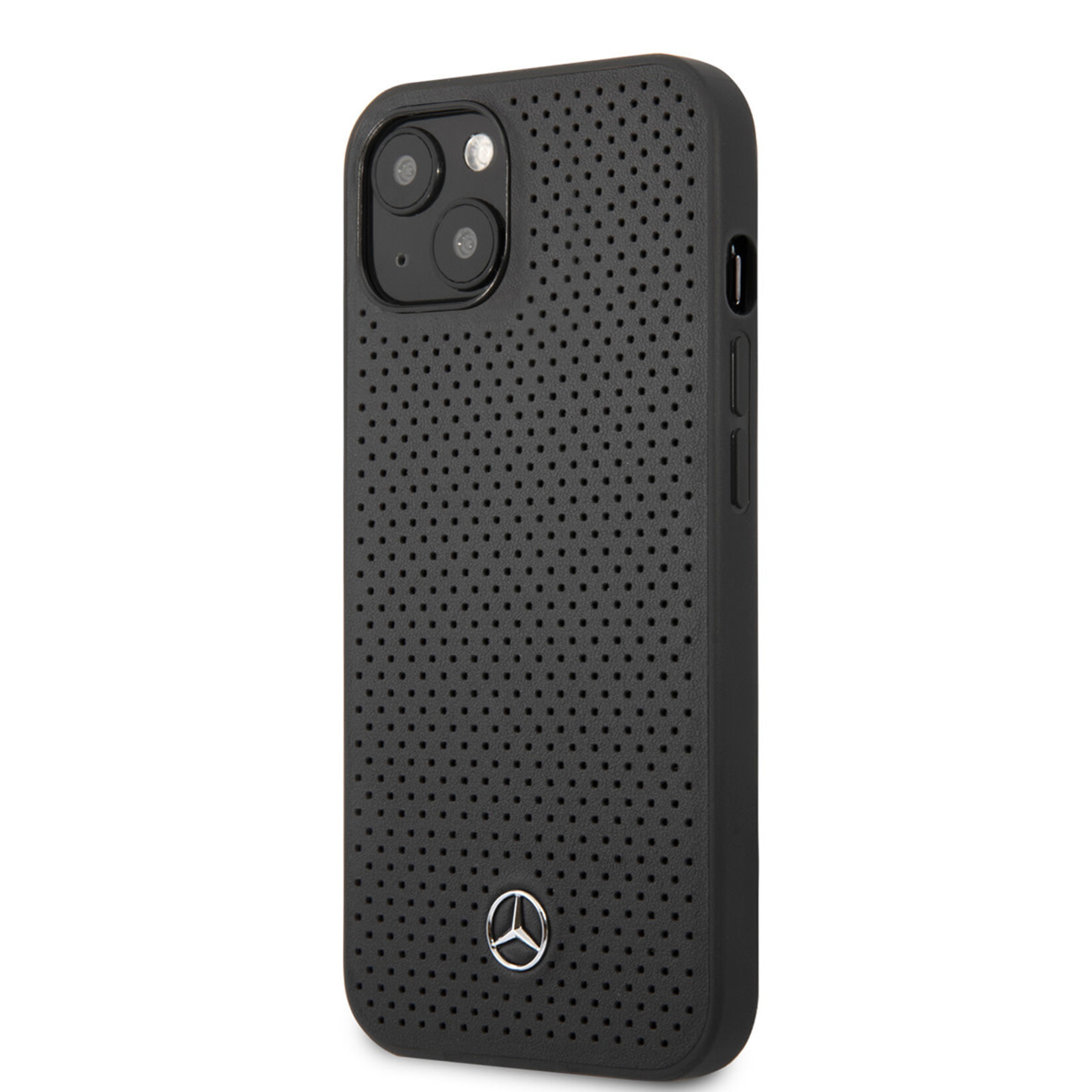 Mercedes-Benz Mercedes-Benz iPhone 13 Mini Hardcase Backcover hoesje - Real Leather - Perforated - Grijs