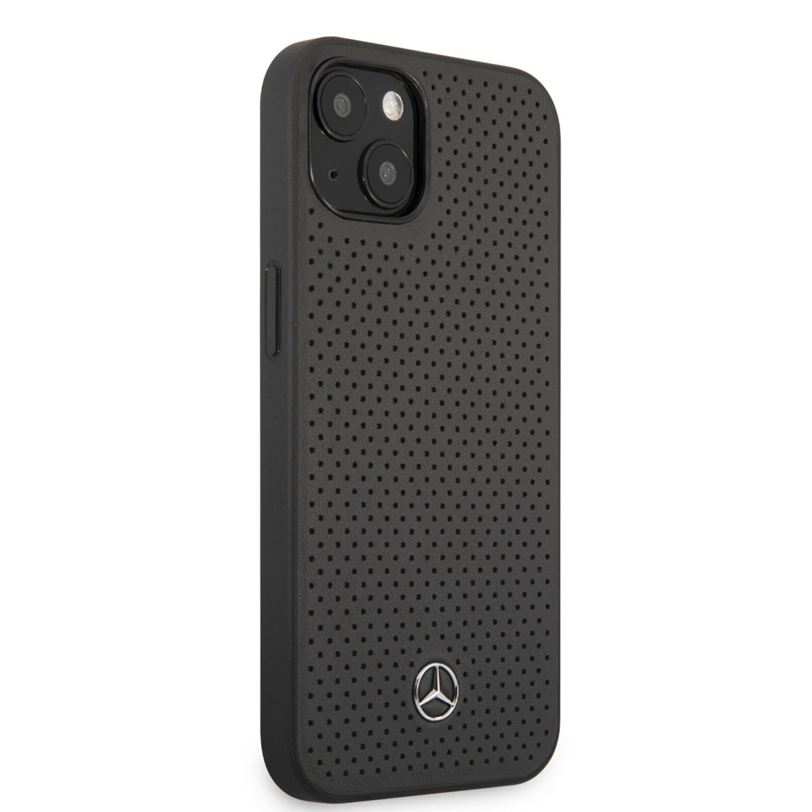 Mercedes-Benz Mercedes-Benz iPhone 13 Mini Hardcase Backcover hoesje - Real Leather - Perforated - Grijs