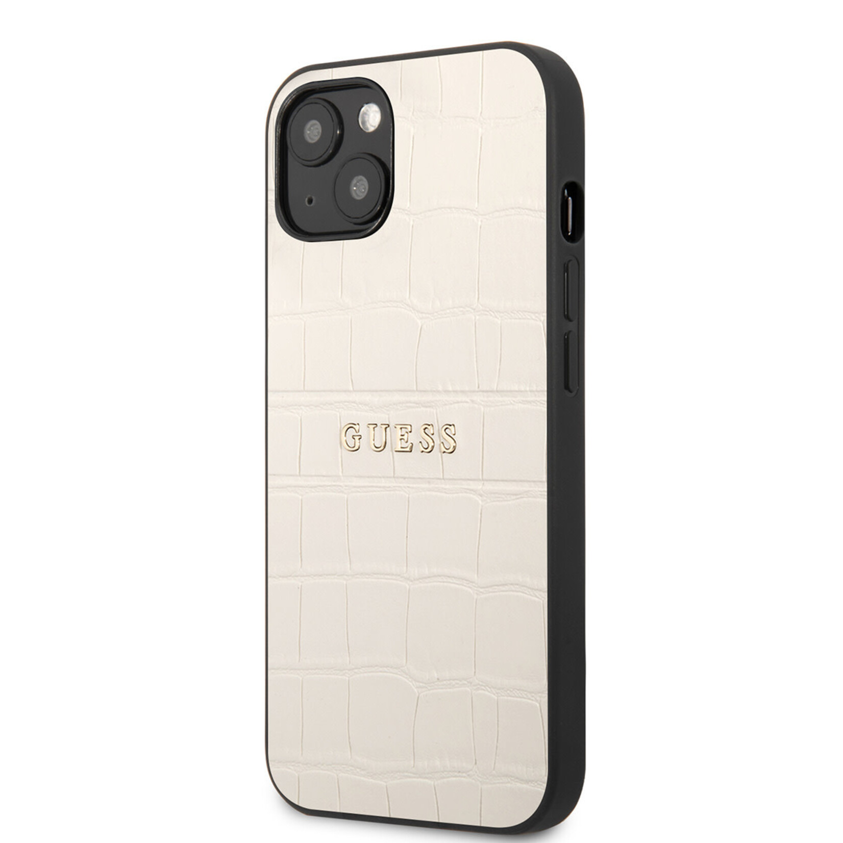 Guess Guess hoesje voor iPhone 13 Mini - Hardcase Backcover - Croco Lines - Beige