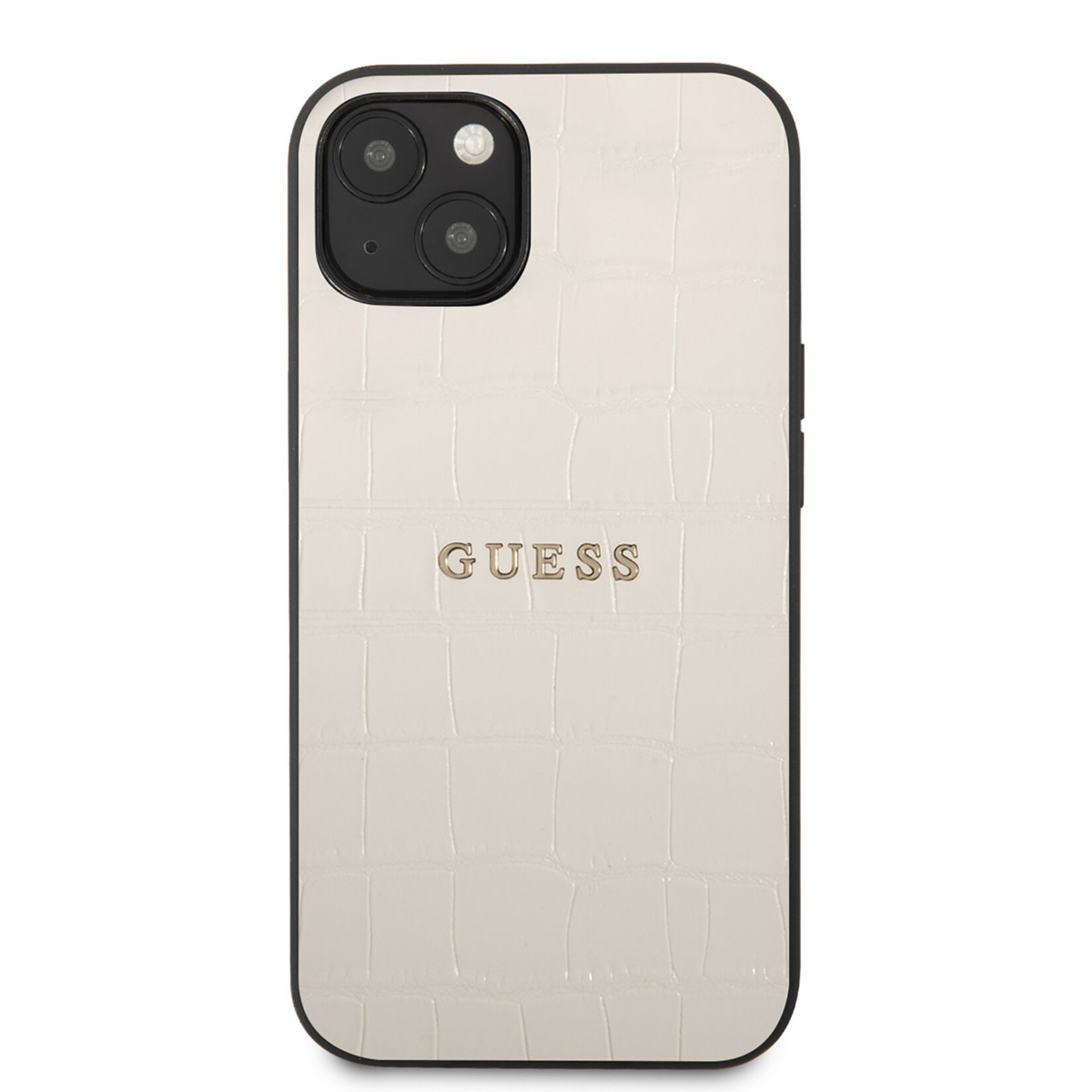 Guess Guess hoesje voor iPhone 13 Mini - Hardcase Backcover - Croco Lines - Beige