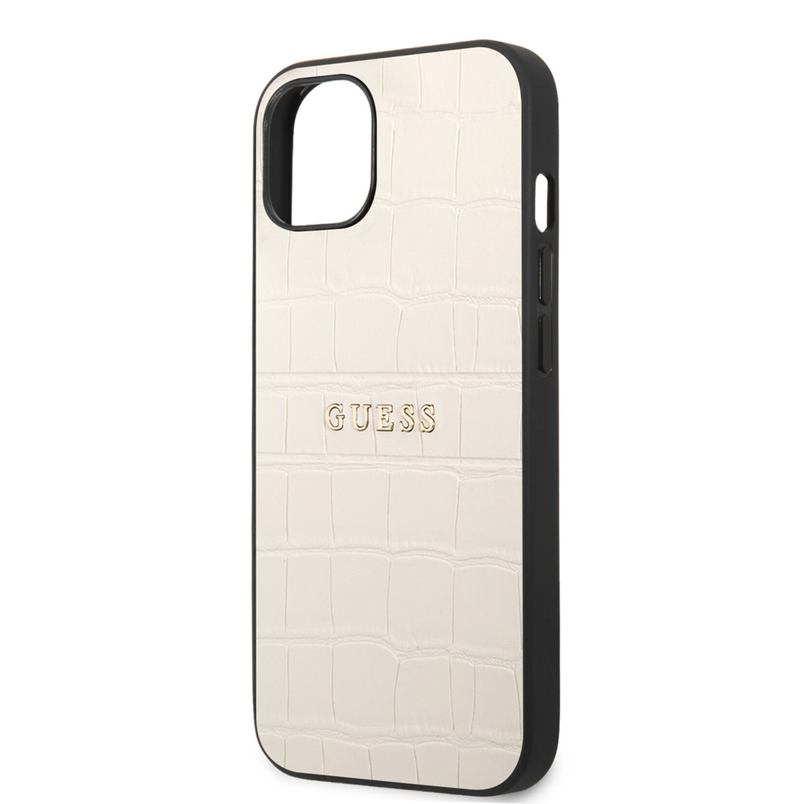 Guess Guess hoesje voor iPhone 13 Mini - Hardcase Backcover - Croco Lines - Beige