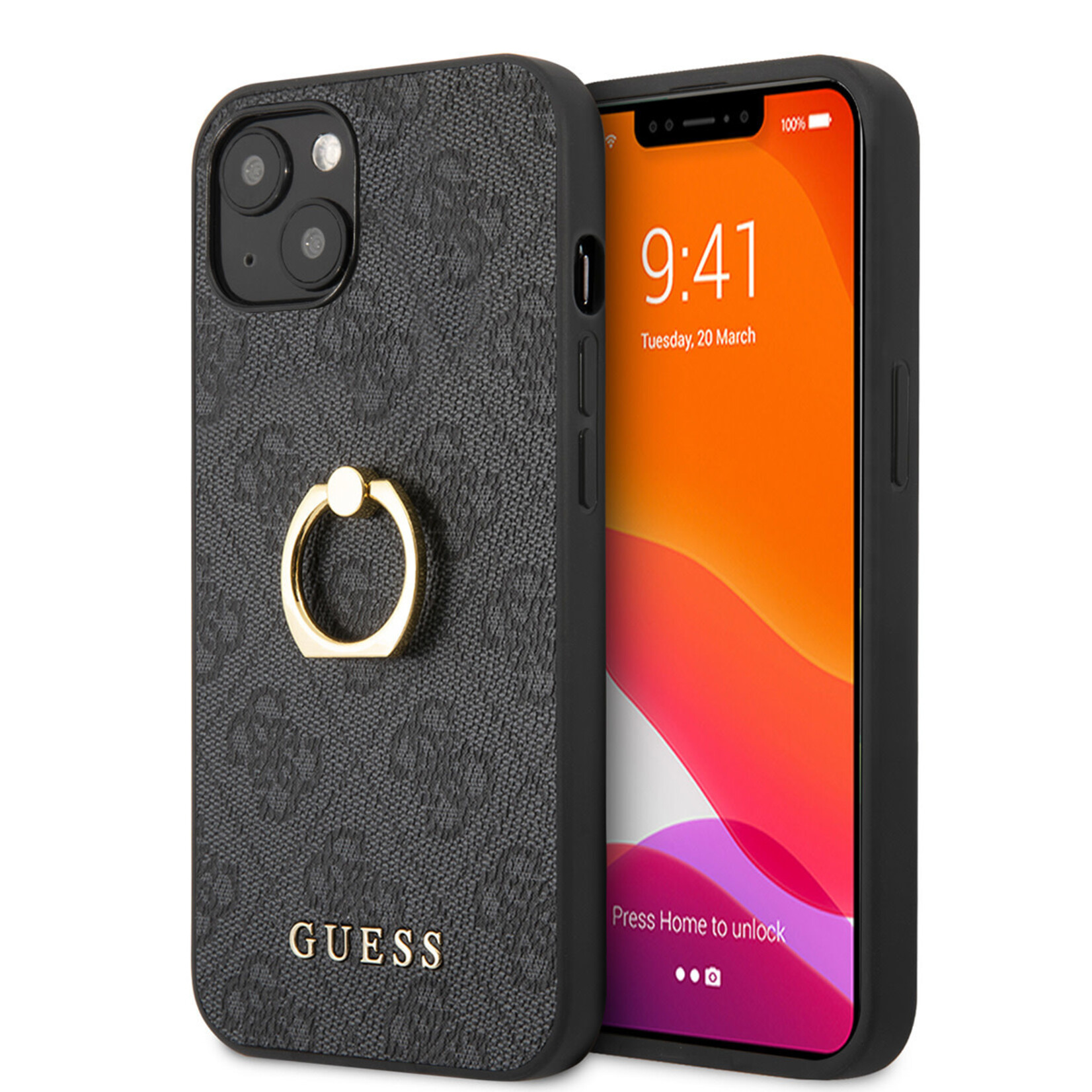 Guess Guess PU Leather Back Cover Telefoonhoesje voor Apple iPhone 13 Mini - Beschermende Kleur: Grijs