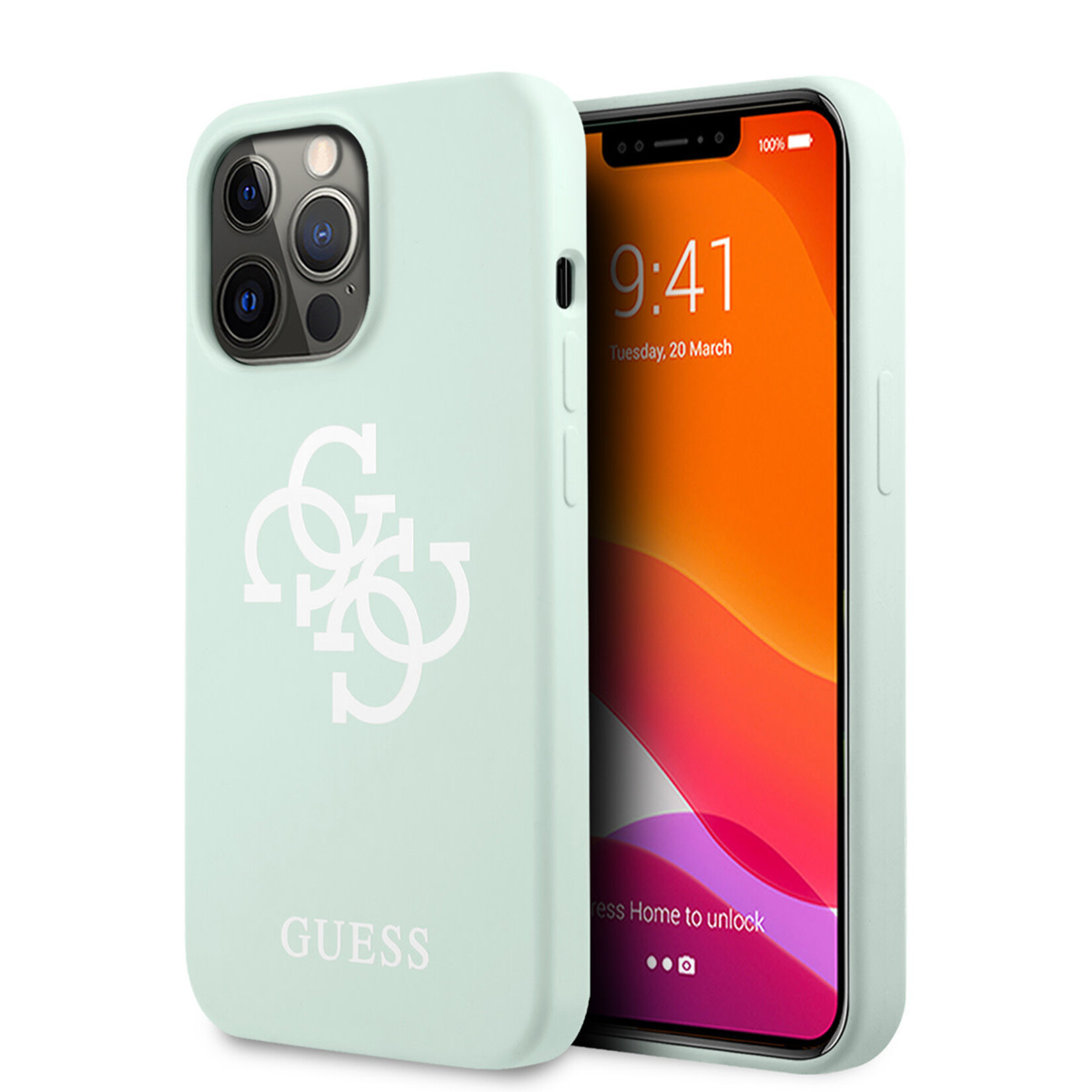 Guess GUESS Back Cover Telefoonhoesje voor Apple iPhone 13 Pro - Groen, Silicone, Bescherming van Telefoon