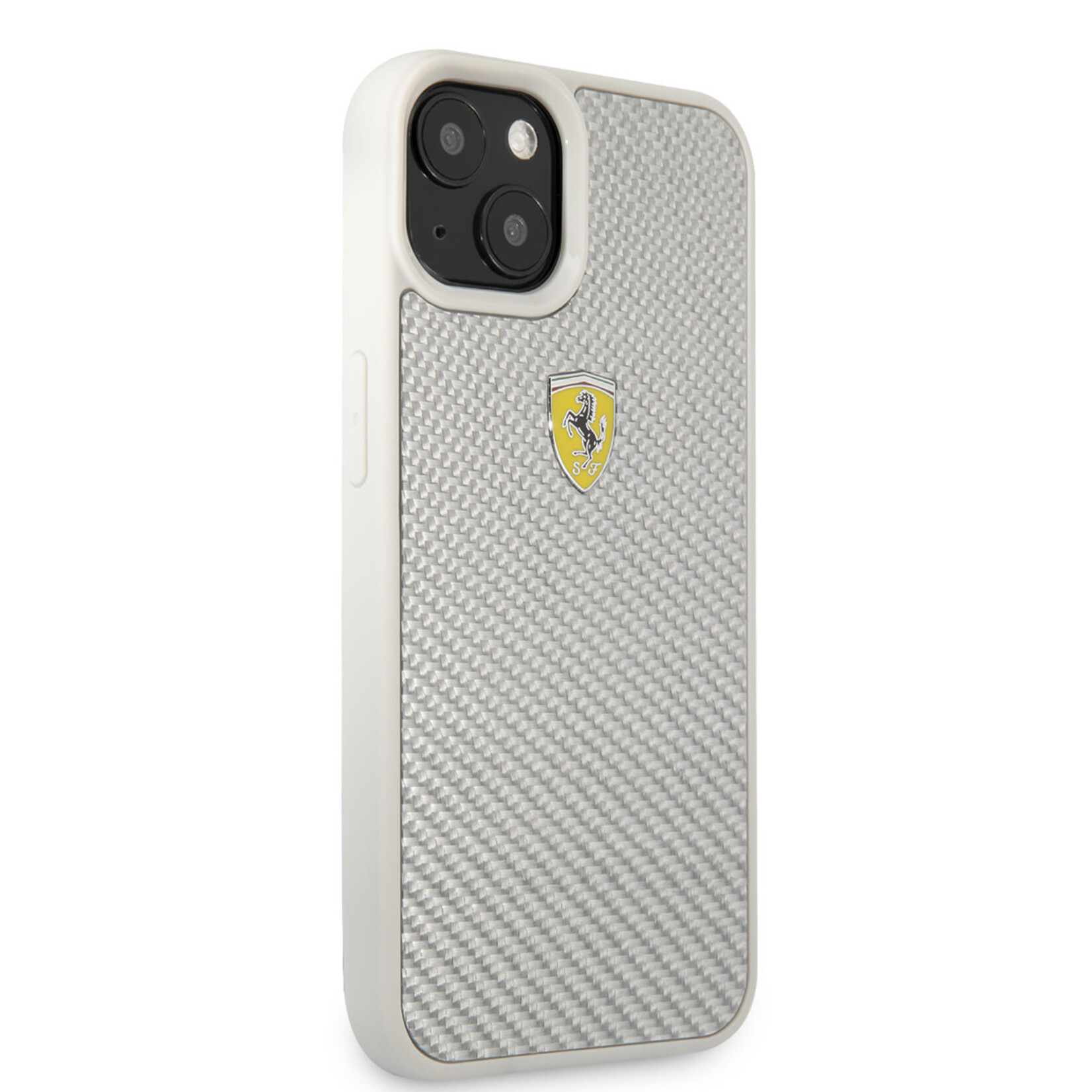 Ferrari Ferrari Carbon Back Cover Telefoonhoesje voor Apple iPhone 13, Bescherm je Telefoon met Zilverkleurig Materiaal.