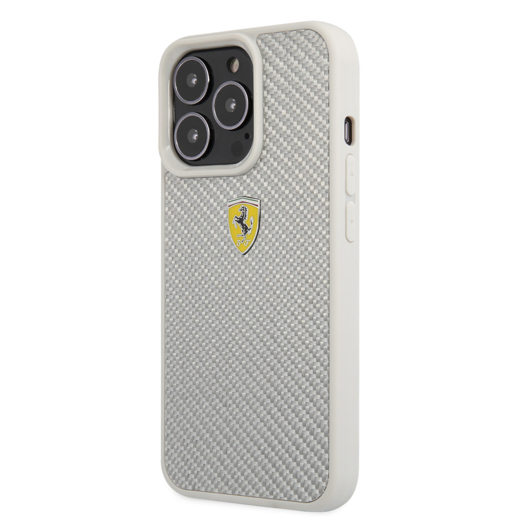 Ferrari Ferrari hoesje voor iPhone 13 Pro - Hardcase Backcover - Metal Logo - Zilver