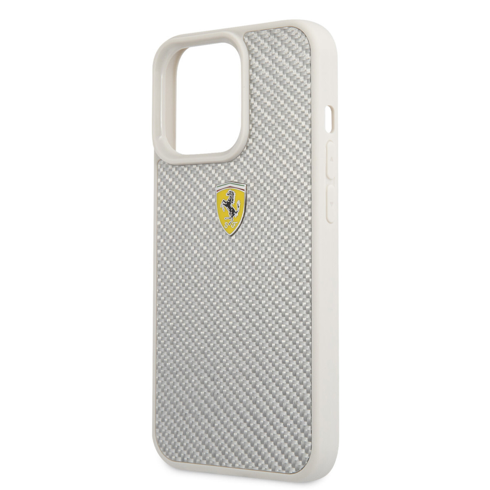 Ferrari Ferrari hoesje voor iPhone 13 Pro - Hardcase Backcover - Metal Logo - Zilver