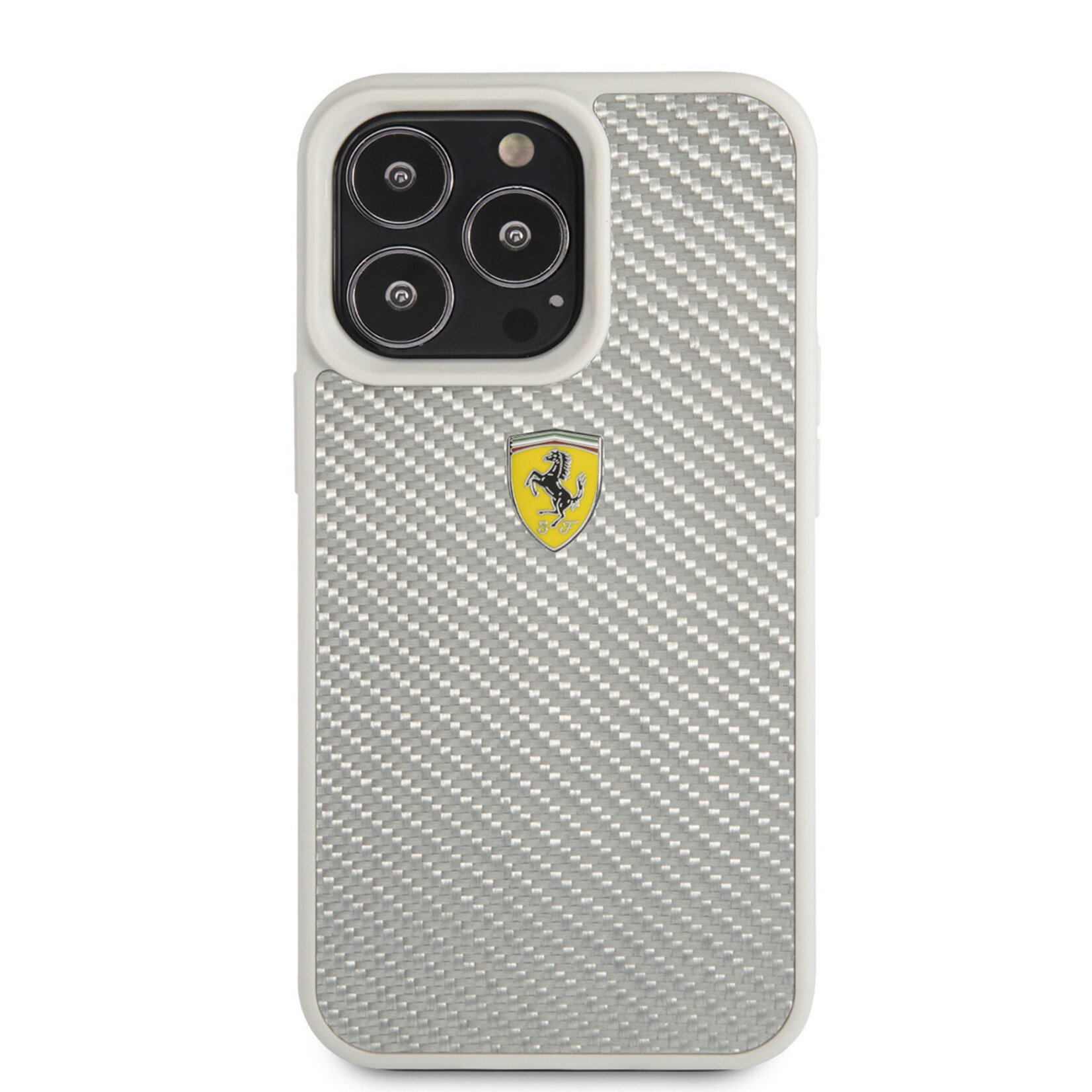 Ferrari Ferrari Carbon Back Cover Telefoonhoesje voor Apple iPhone 13 Pro Max - Zilver, Beschermt Perfect tegen Schade