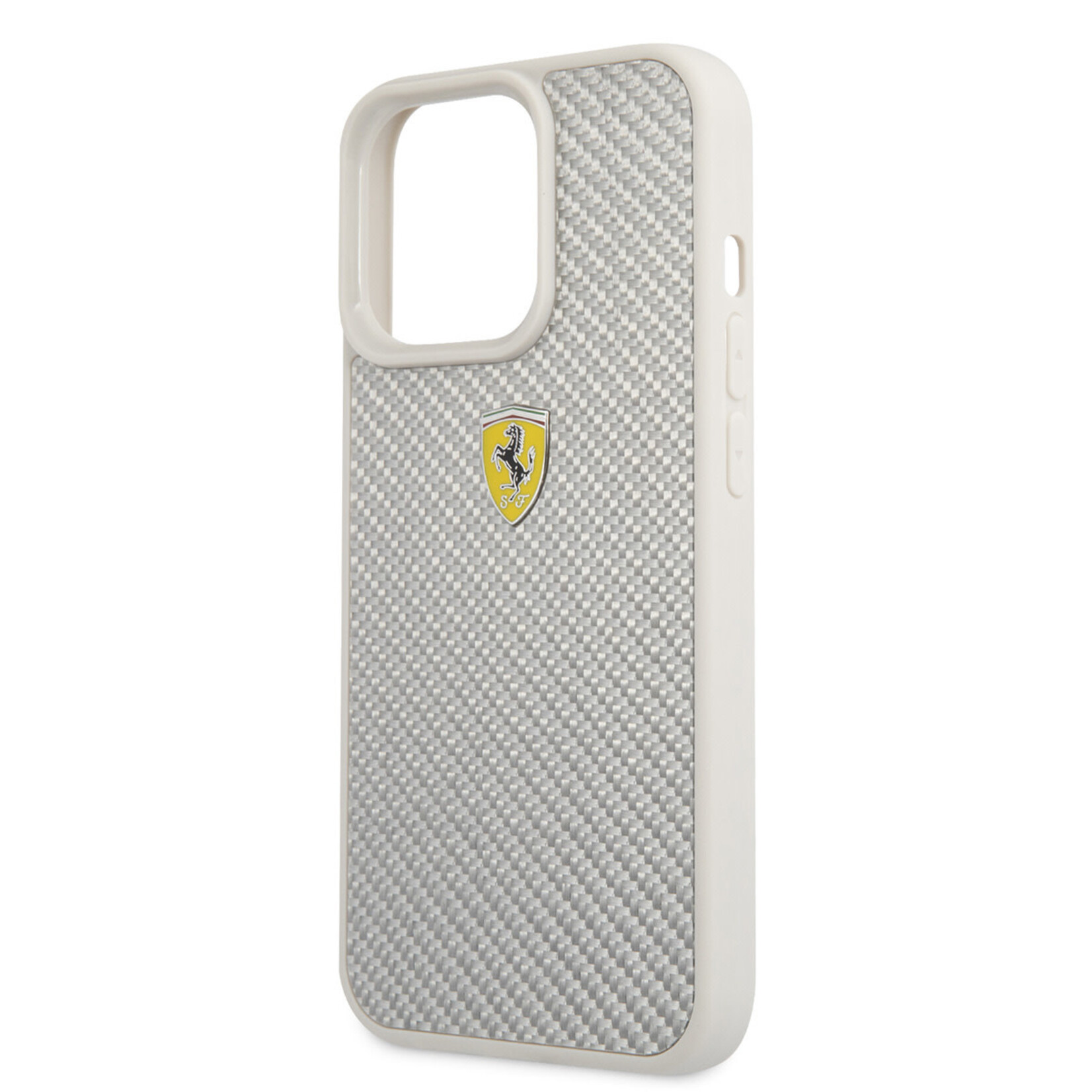 Ferrari Ferrari Carbon Back Cover Telefoonhoesje voor Apple iPhone 13 Pro Max - Zilver, Beschermt Perfect tegen Schade