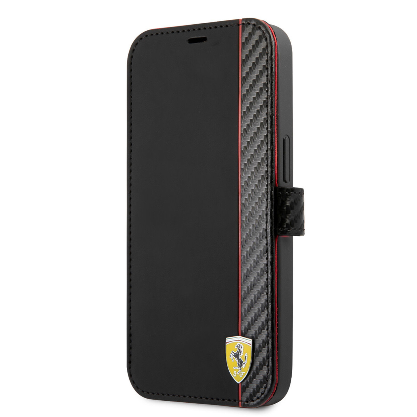 Ferrari Ferrari Telefoonhoesje voor Apple iPhone 13 Mini - Kunstleer & TPU - Boekhoesje - Bescherming & Stijl - Zwart