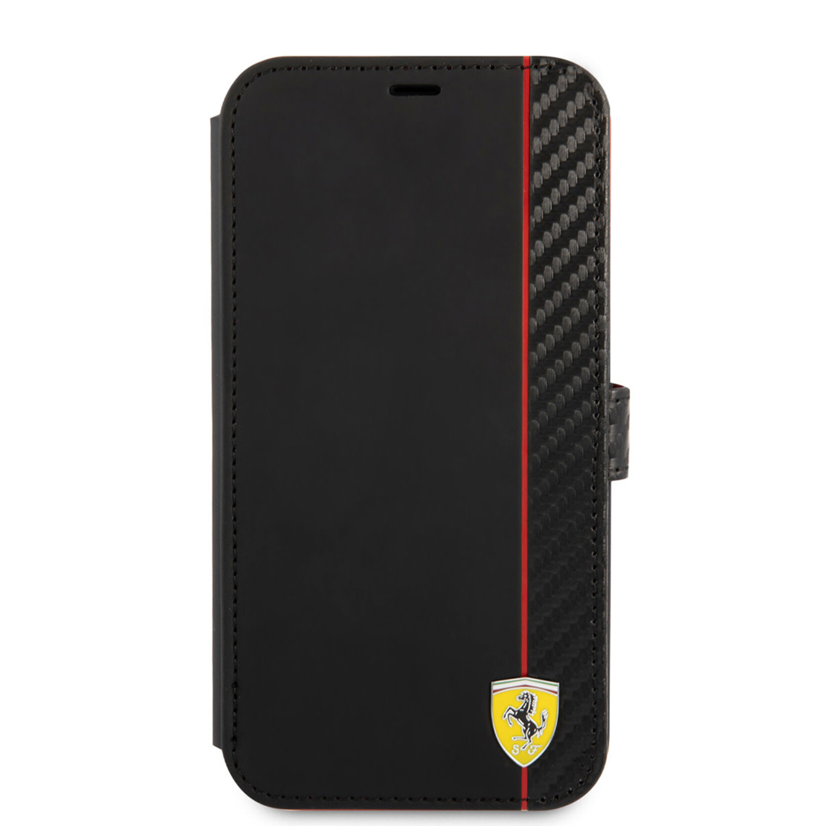 Ferrari Ferrari Telefoonhoesje voor Apple iPhone 13 Mini - Kunstleer & TPU - Boekhoesje - Bescherming & Stijl - Zwart