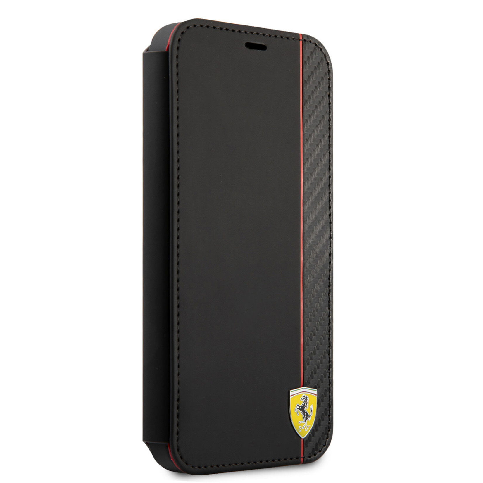 Ferrari Ferrari Telefoonhoesje voor Apple iPhone 13 Mini - Kunstleer & TPU - Boekhoesje - Bescherming & Stijl - Zwart
