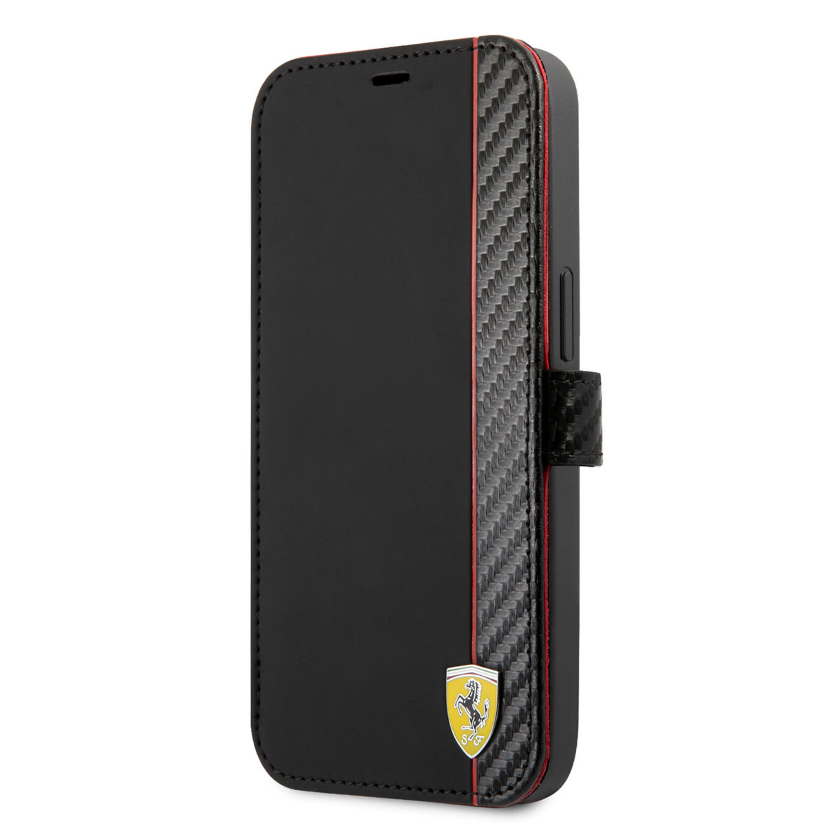 Ferrari Ferrari Apple iPhone 13 Pro Telefoonhoesje van Kunstleer & TPU - Bescherm je Smartphone - Zwart Boekhoesje