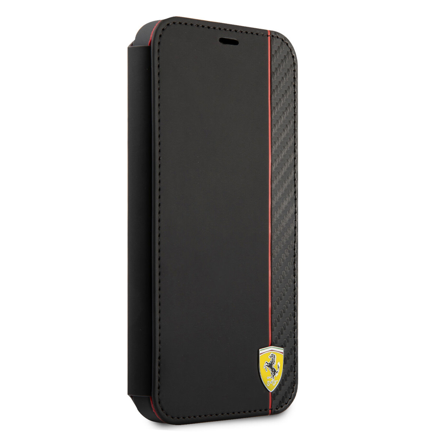 Ferrari Ferrari Apple iPhone 13 Pro Telefoonhoesje van Kunstleer & TPU - Bescherm je Smartphone - Zwart Boekhoesje