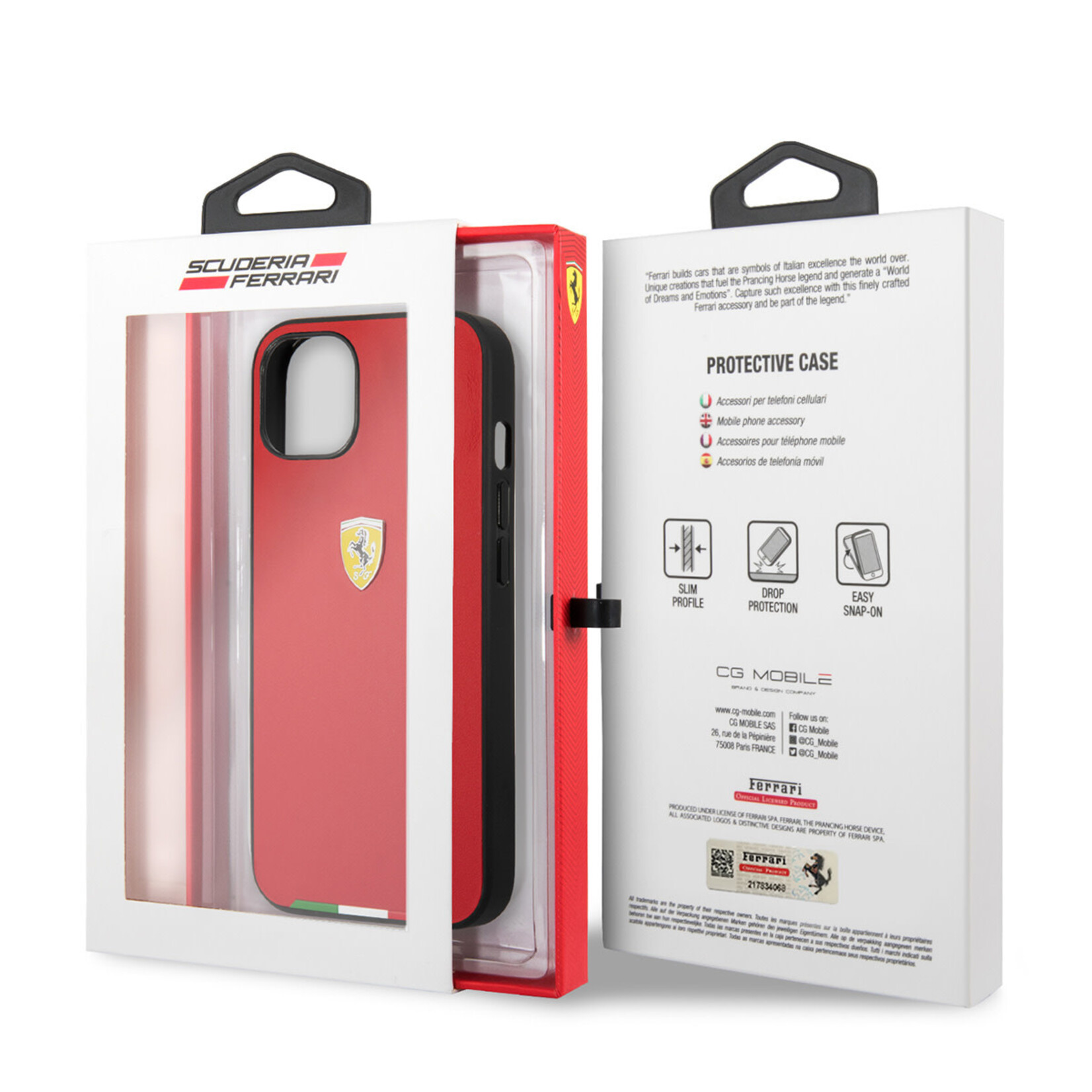 Ferrari Ferrari Pu Leather Back Cover Telefoonhoesje voor Apple iPhone 13 Mini - Bescherm je Telefoon in Stijl met Rood Kleur.