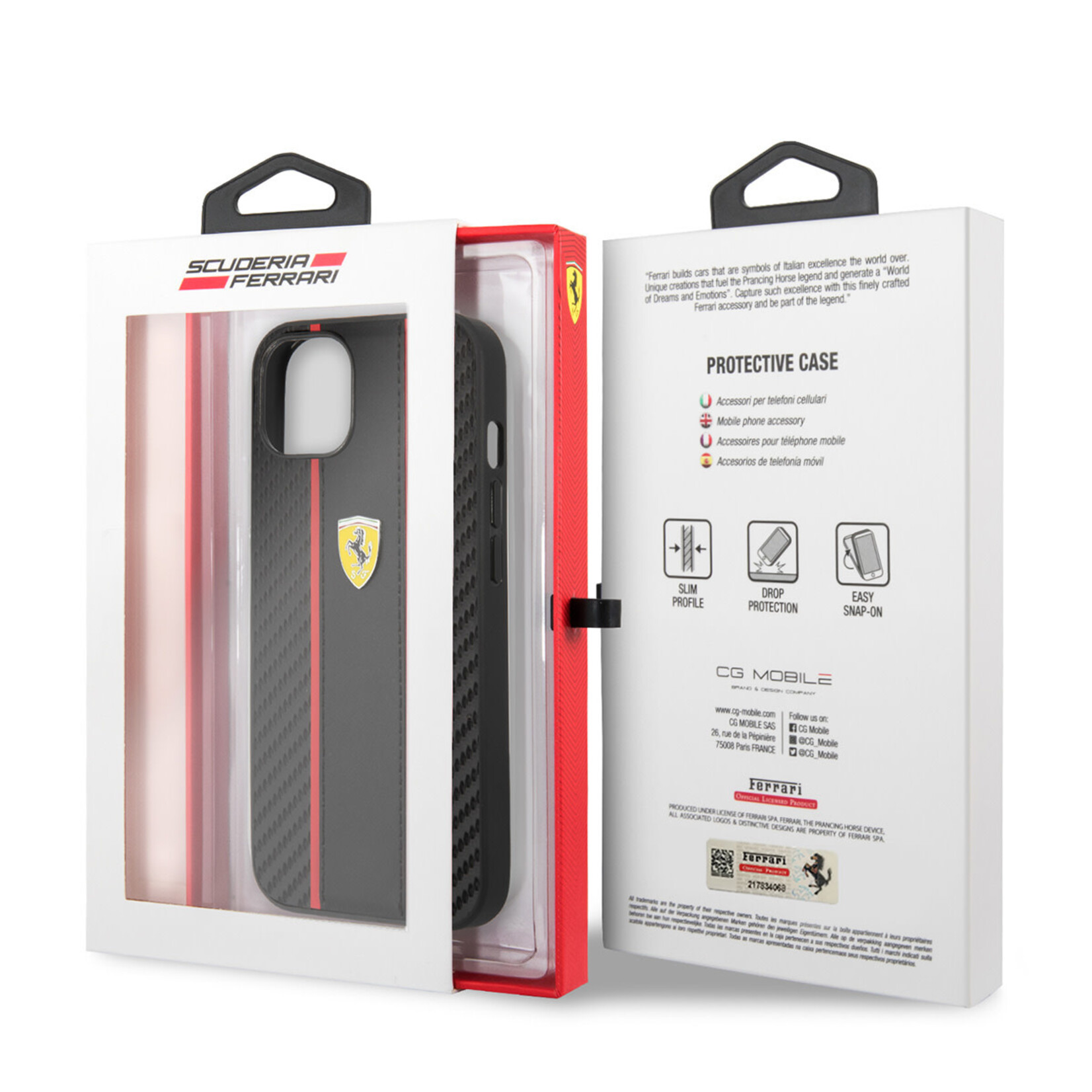 Ferrari Ferrari PU Carbon Back Cover voor Apple iPhone 13 Mini - Bescherm je Telefoon met Stijl en Comfort.