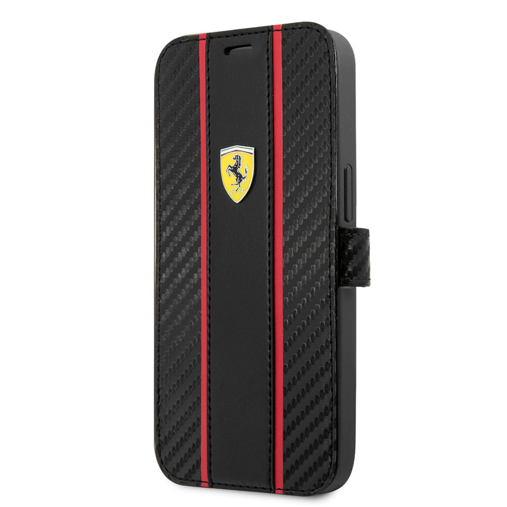 Ferrari Ferrari iPhone 13 PU Carbon Book Case Telefoonhoesje - Bescherming, Kleur: Zwart