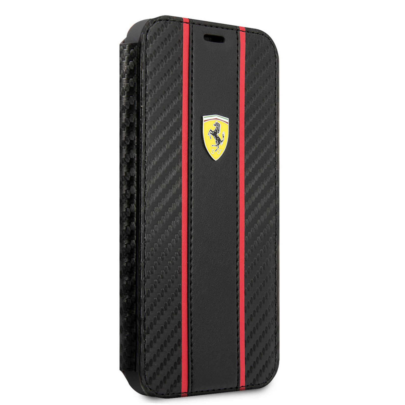 Ferrari Ferrari iPhone 13 PU Carbon Book Case Telefoonhoesje - Bescherming, Kleur: Zwart