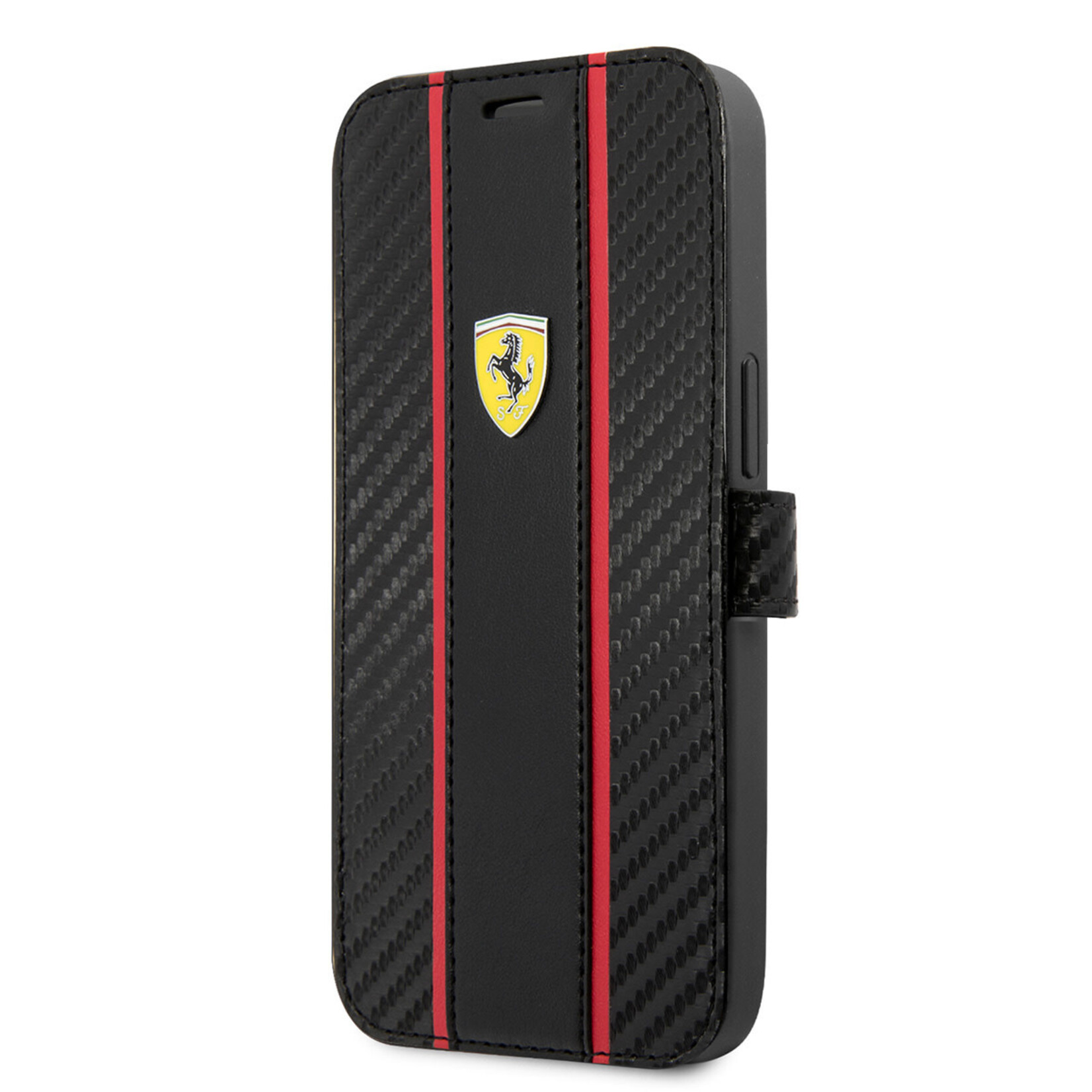 Ferrari Ferrari PU Carbon Book Case Telefoonhoesje voor Apple iPhone 13 Pro - Bescherm je Telefoon met Stijl & Comfort - Zwart