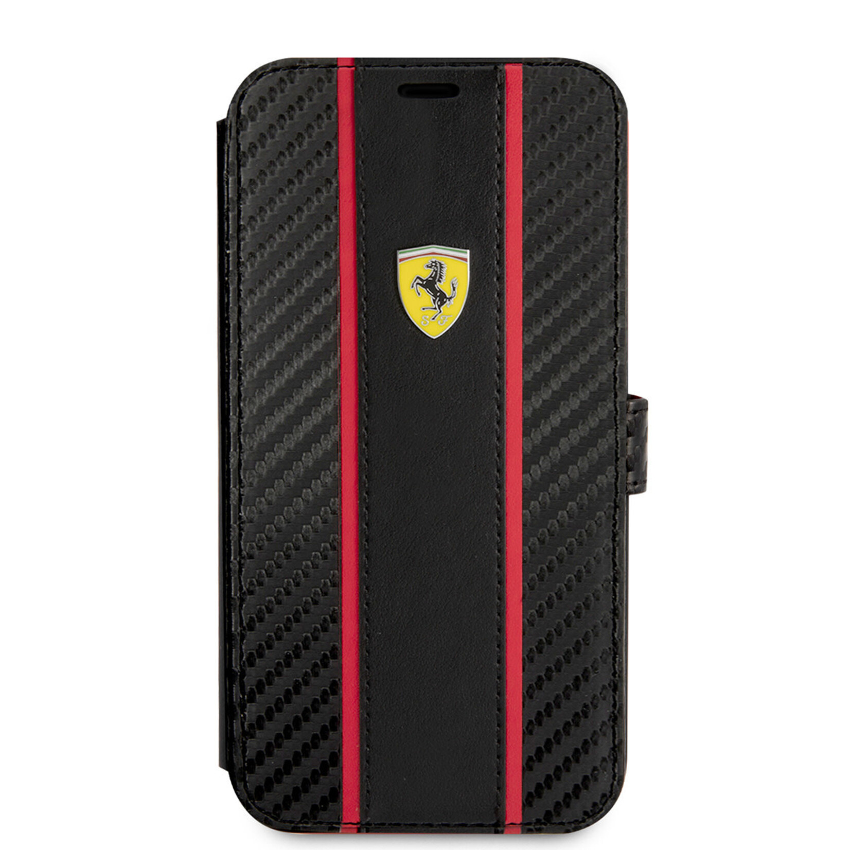 Ferrari Ferrari PU Carbon Book Case Telefoonhoesje voor Apple iPhone 13 Pro - Bescherm je Telefoon met Stijl & Comfort - Zwart