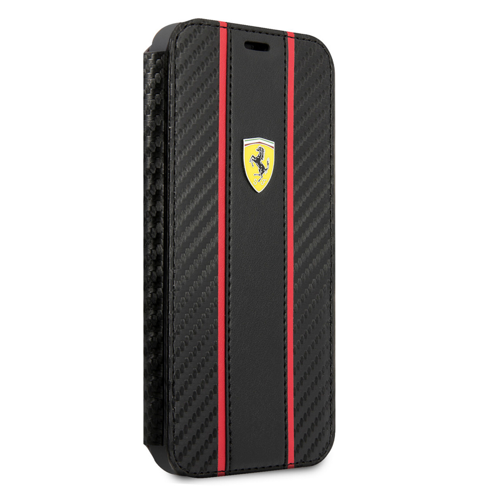 Ferrari Ferrari PU Carbon Book Case Telefoonhoesje voor Apple iPhone 13 Pro - Bescherm je Telefoon met Stijl & Comfort - Zwart