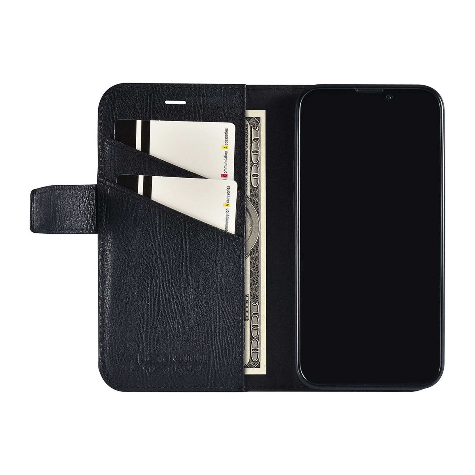 Pierre Cardin Pierre Cardin Zwart Leer Book Case Telefoonhoesje voor Apple iPhone 13 Mini - Bescherming & Stijl