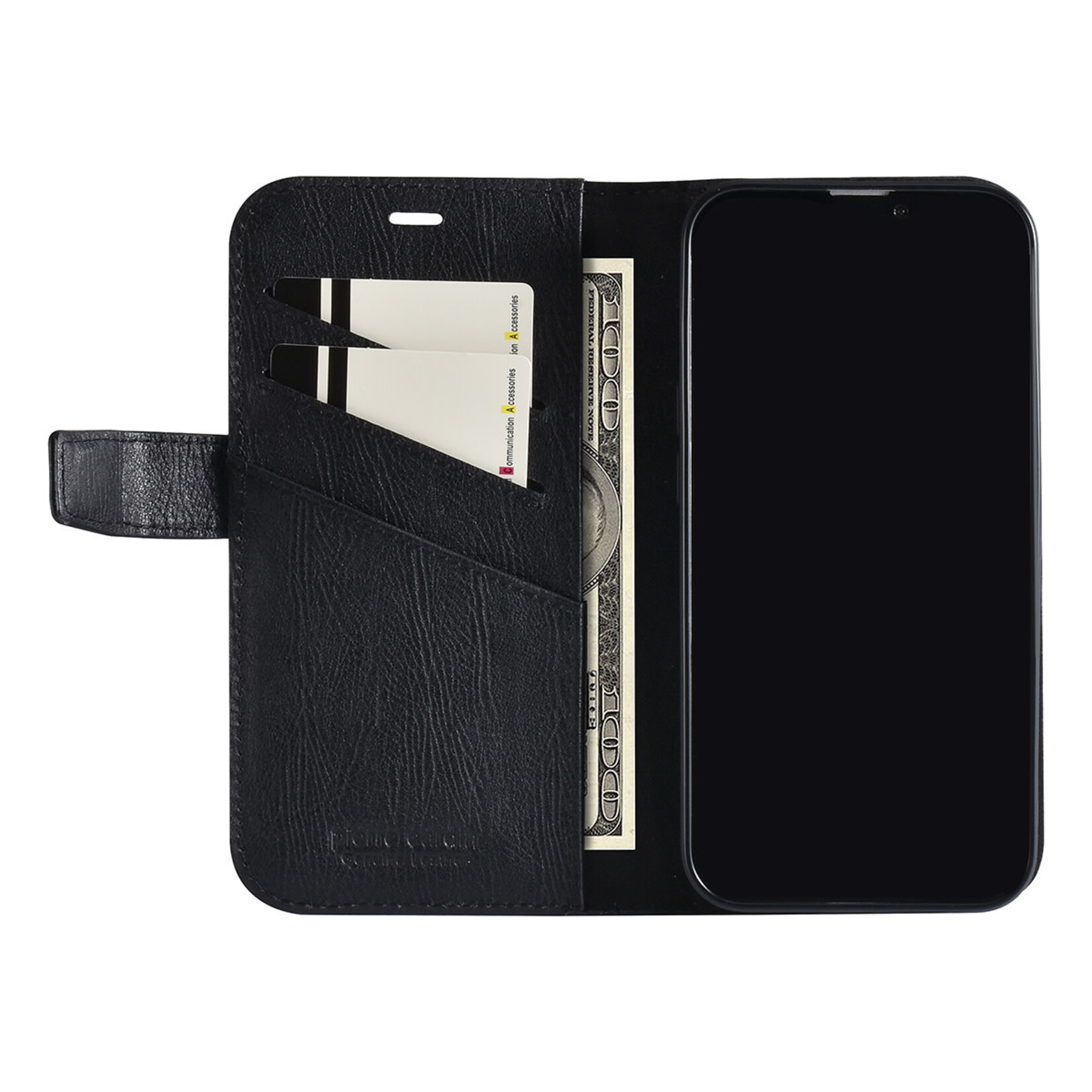 Pierre Cardin Pierre Cardin Zwart Leer Book Case Smartphonehoesje voor Apple iPhone 13 Pro - Bescherming en Stijlvol Design
