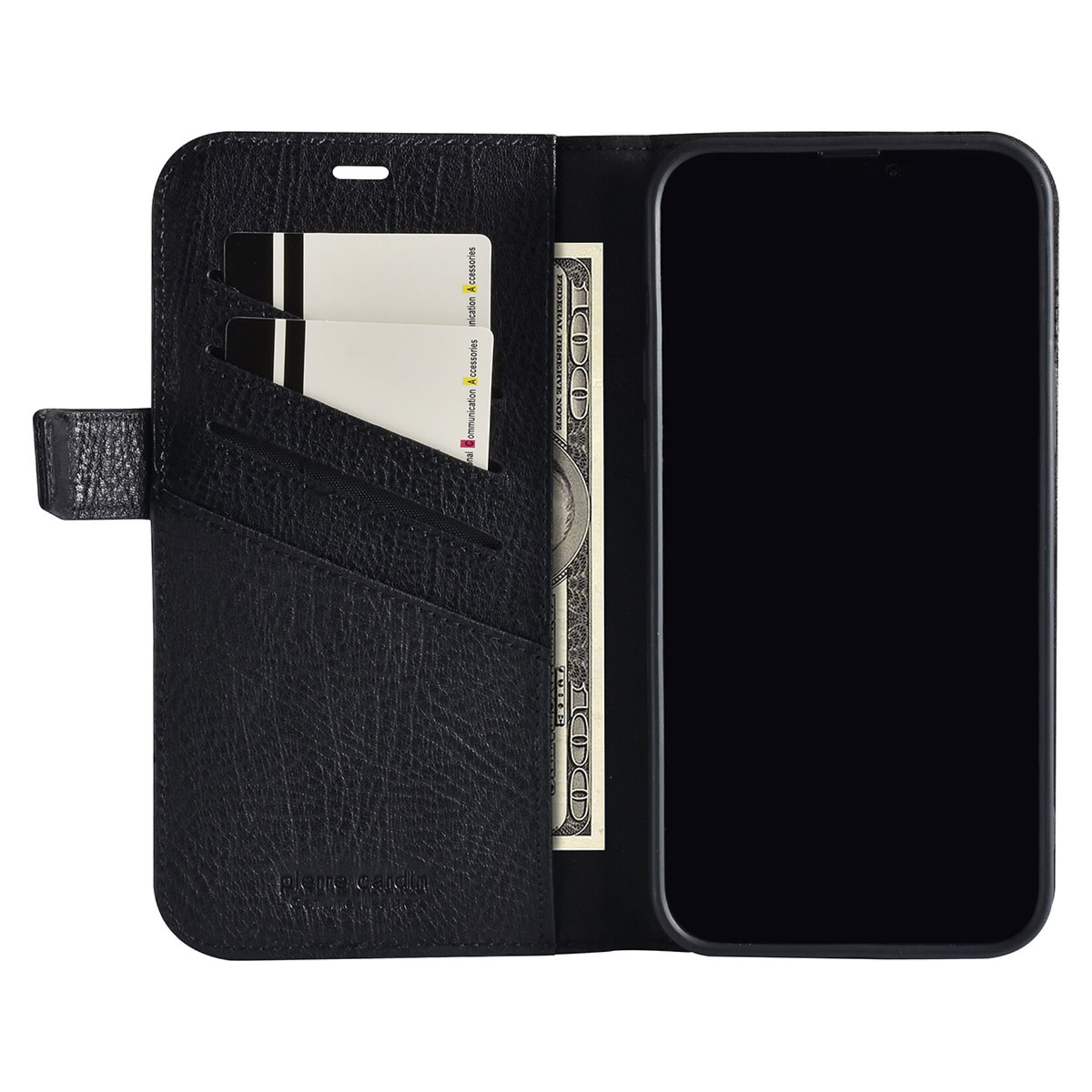 Pierre Cardin Pierre Cardin Zwart Leer Book Case Telefoonhoesje voor Apple iPhone 13 Pro Max - Bescherming & Comfort